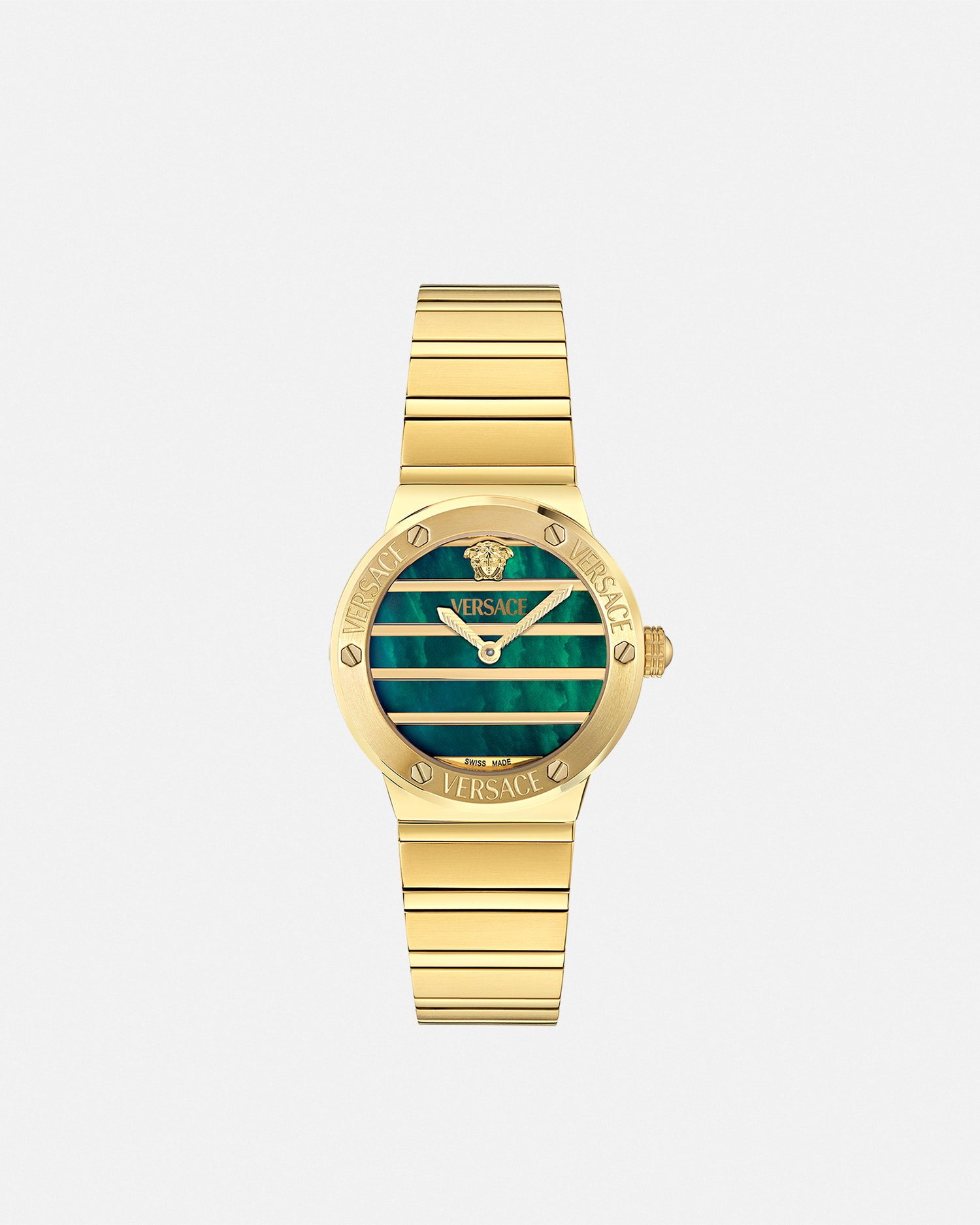 Versace Montre Greca Logo Pearl In Gold