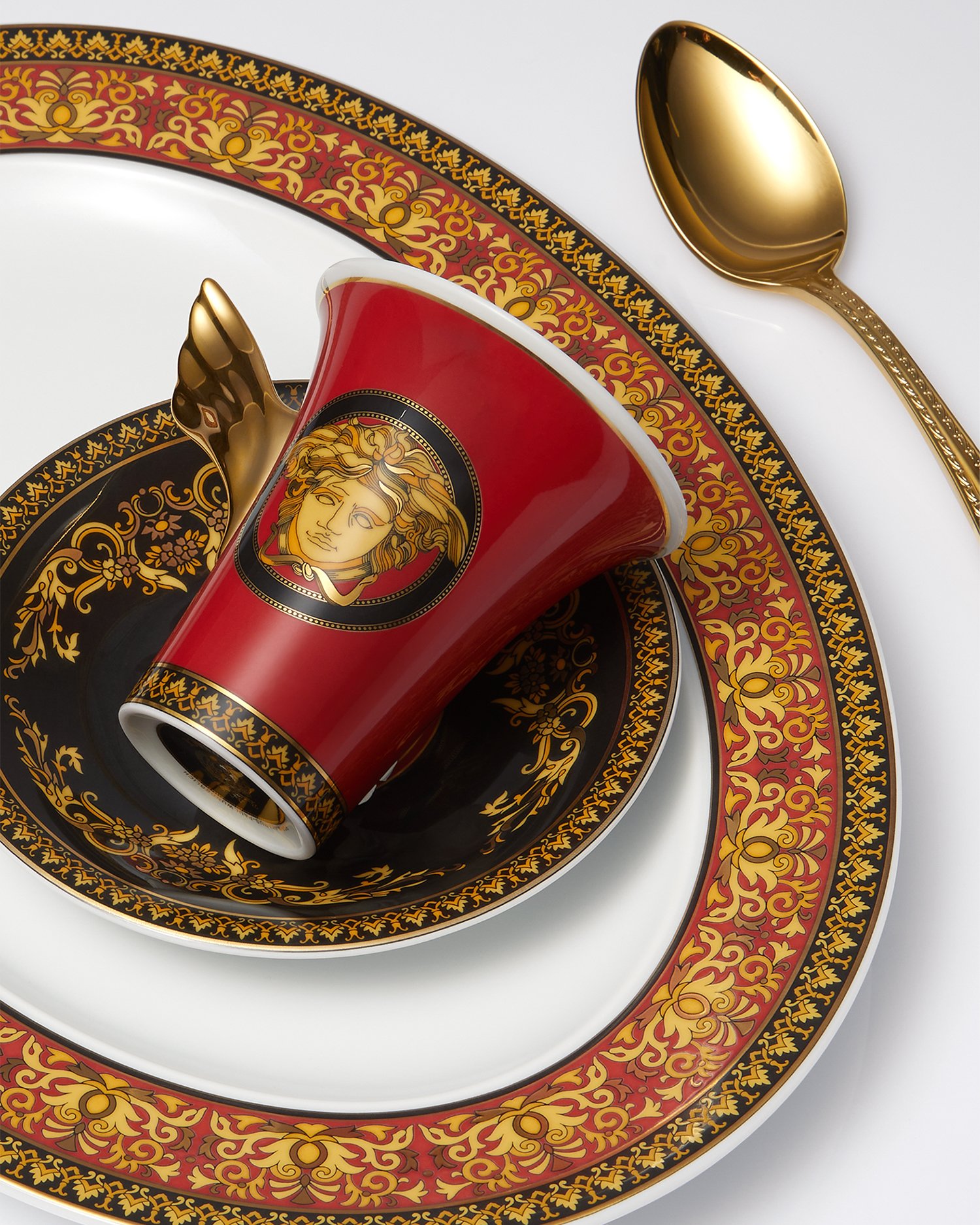 Shop Versace Medusa Coffee Cup & Saucer In Red