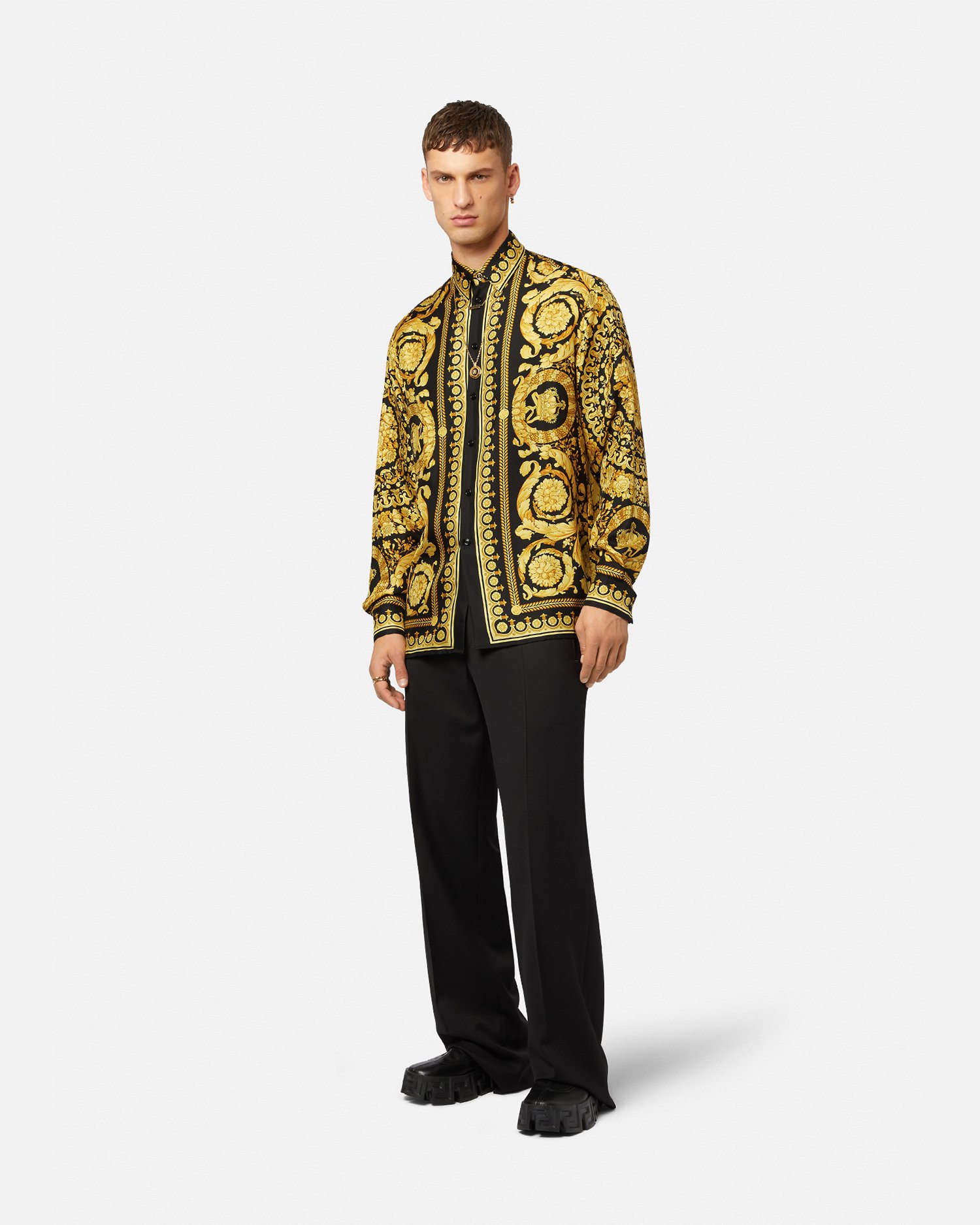 Shop Versace Barocco Silk Shirt In Print