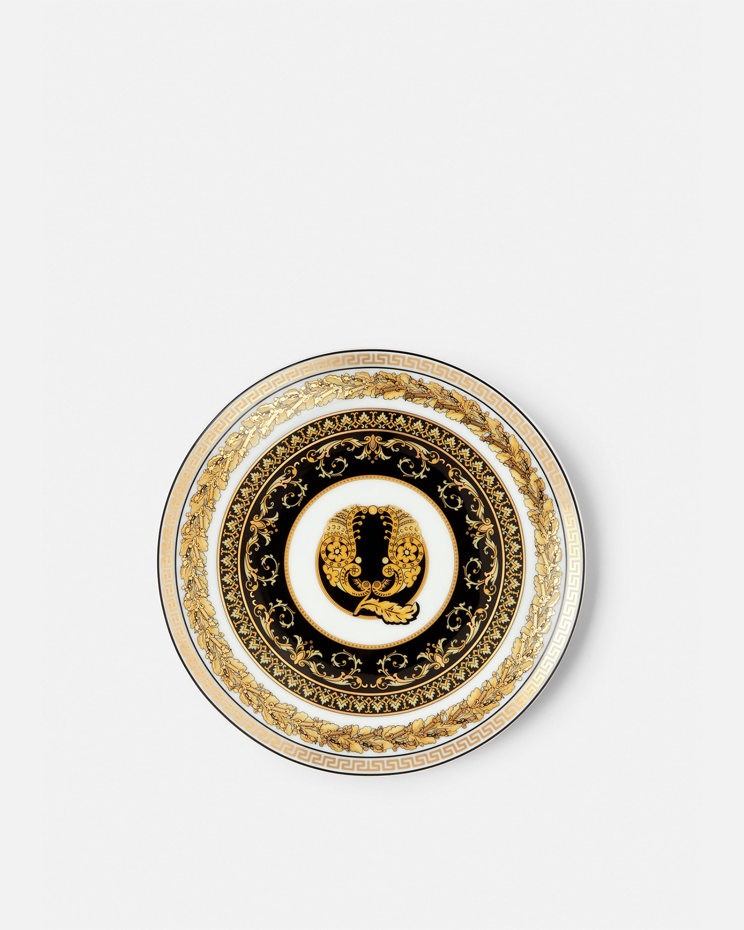 Versace Porcellane E Cristalli Virtus Alphabet Q Plate 17 Cm In Gold