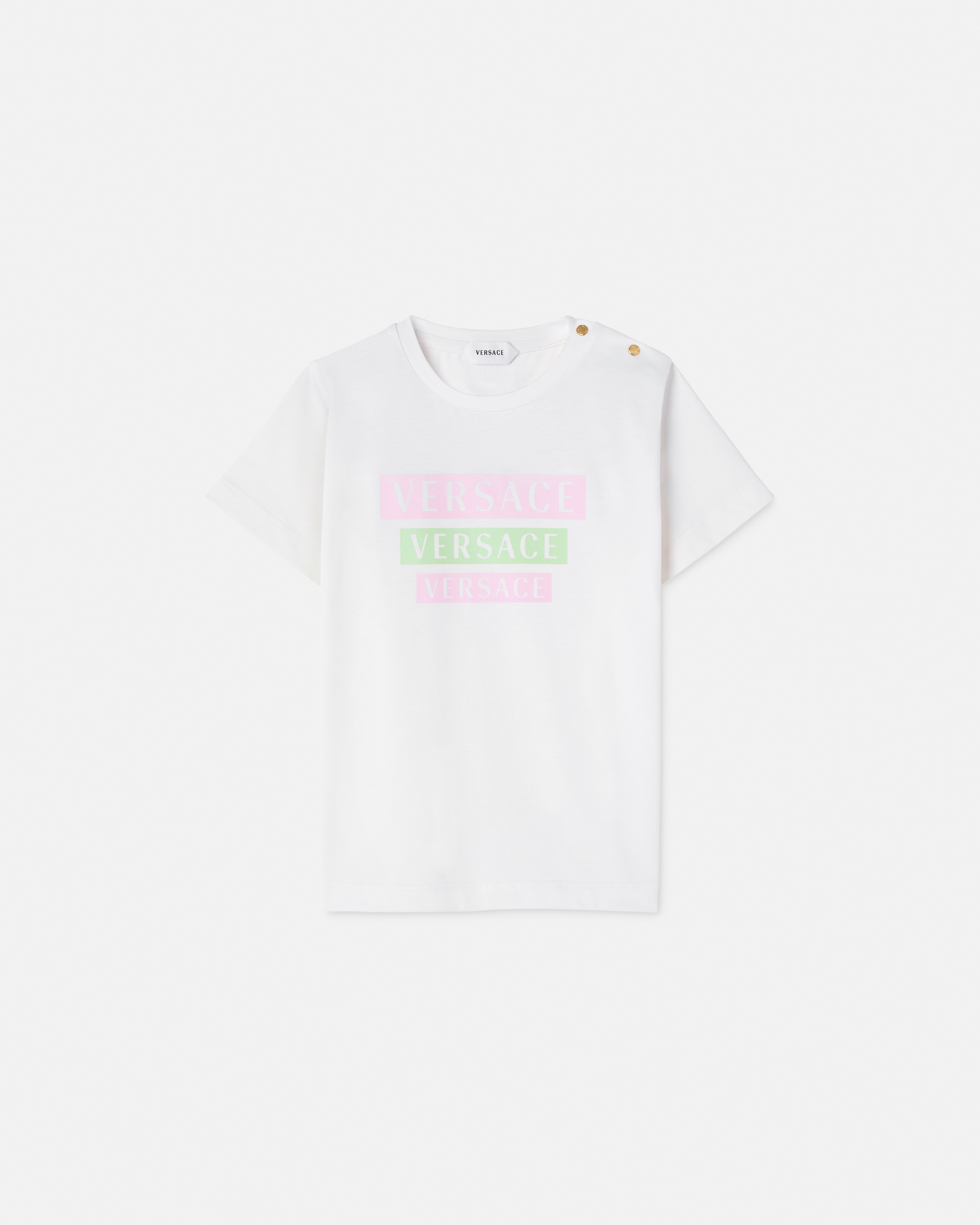 Versace T-shirt En Jersey De Coton Imprimé Baby In Blanc