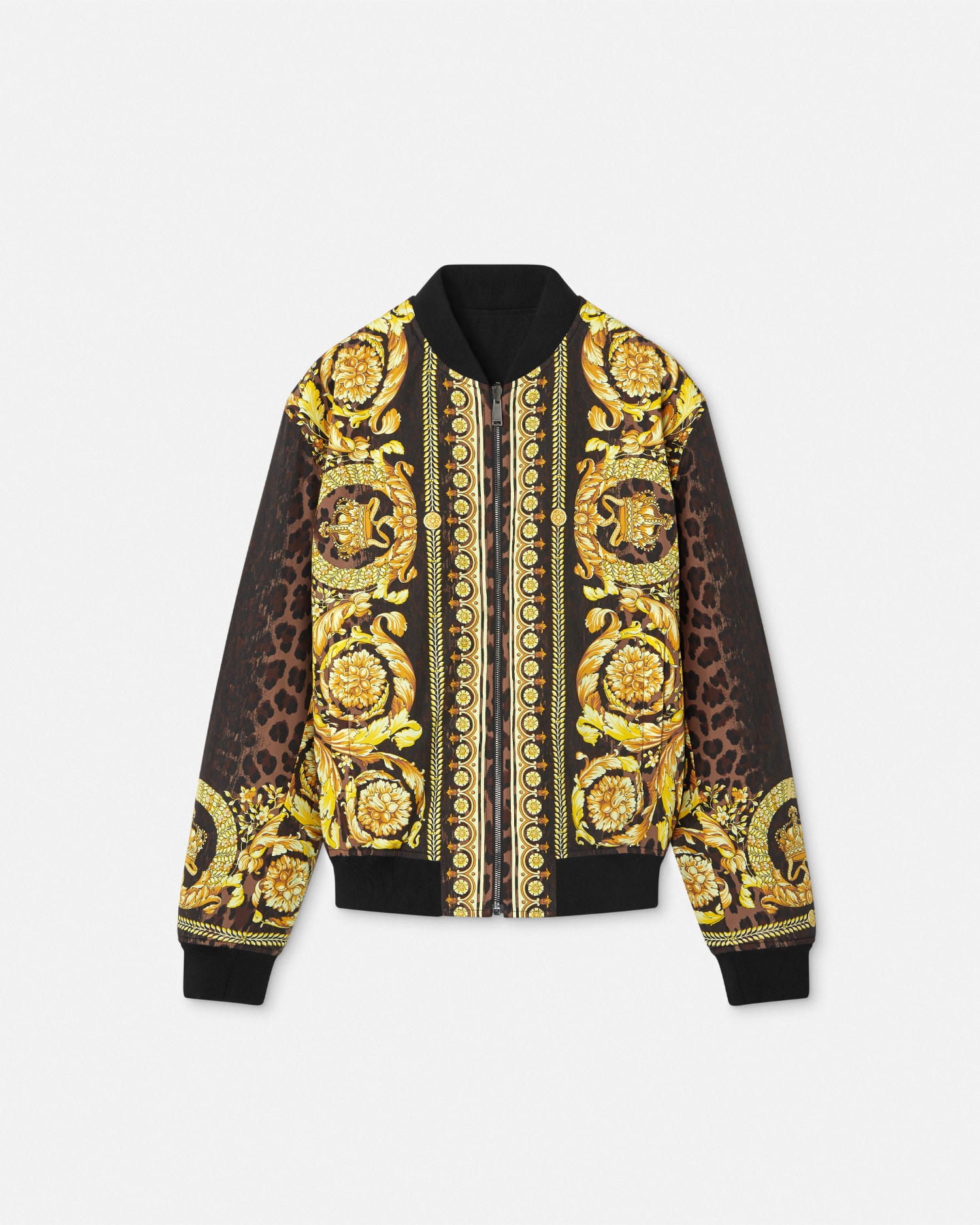 Versace Wild Barocco Reversible Bomber Jacket In Animalier