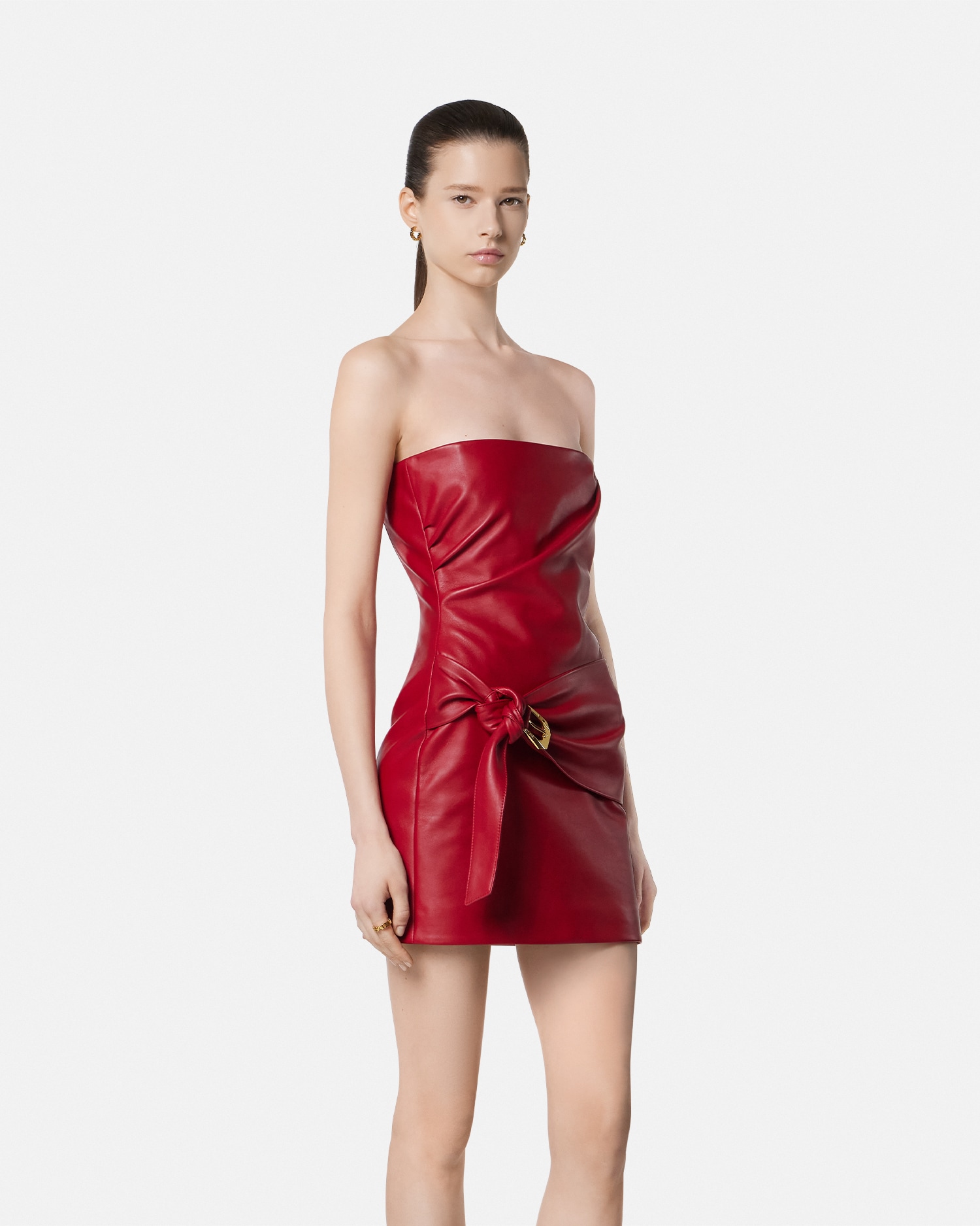 Leather Strapless Mini Dress