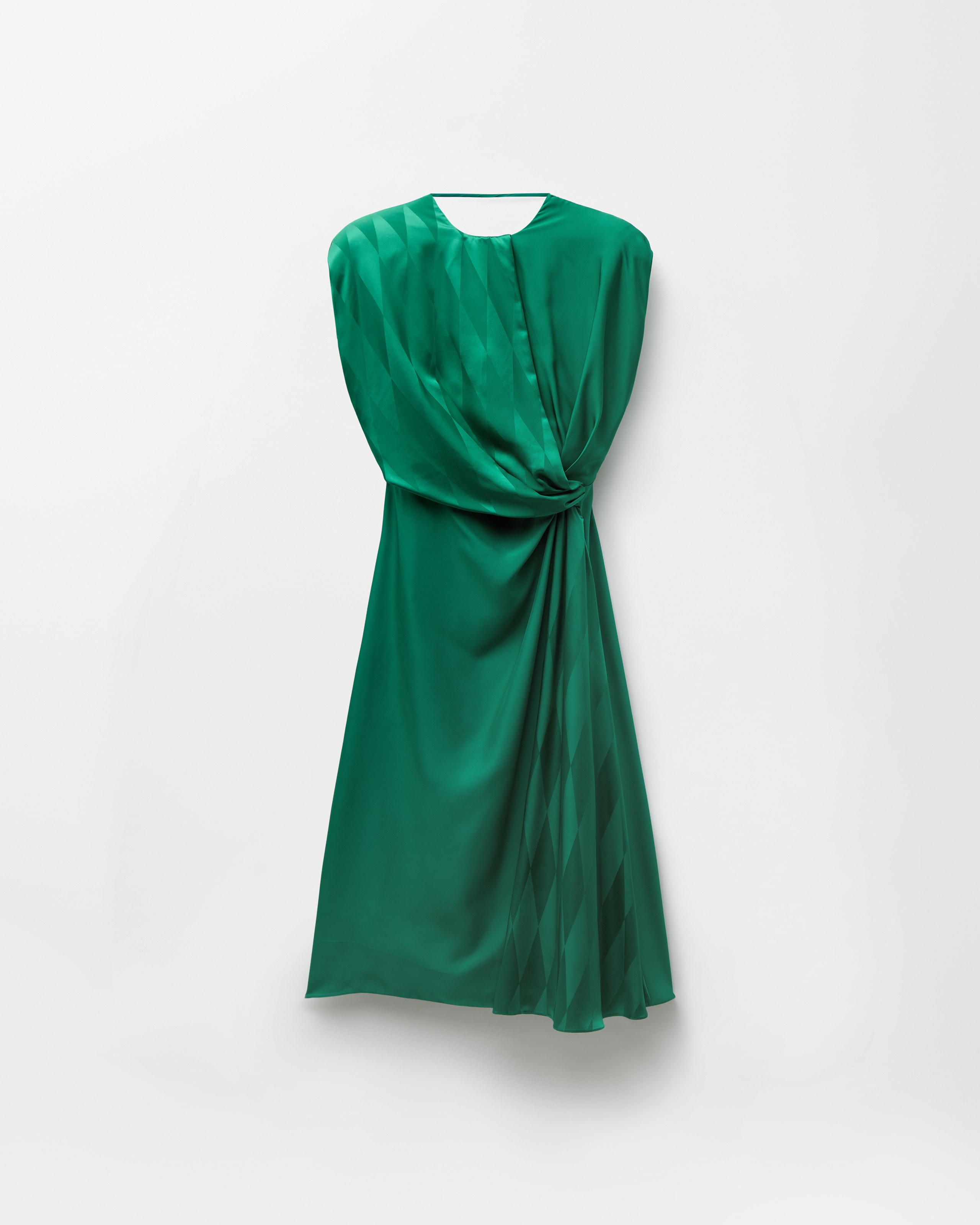 Versace Robe Mi-longue Drapée En Soie Jacquard In Green