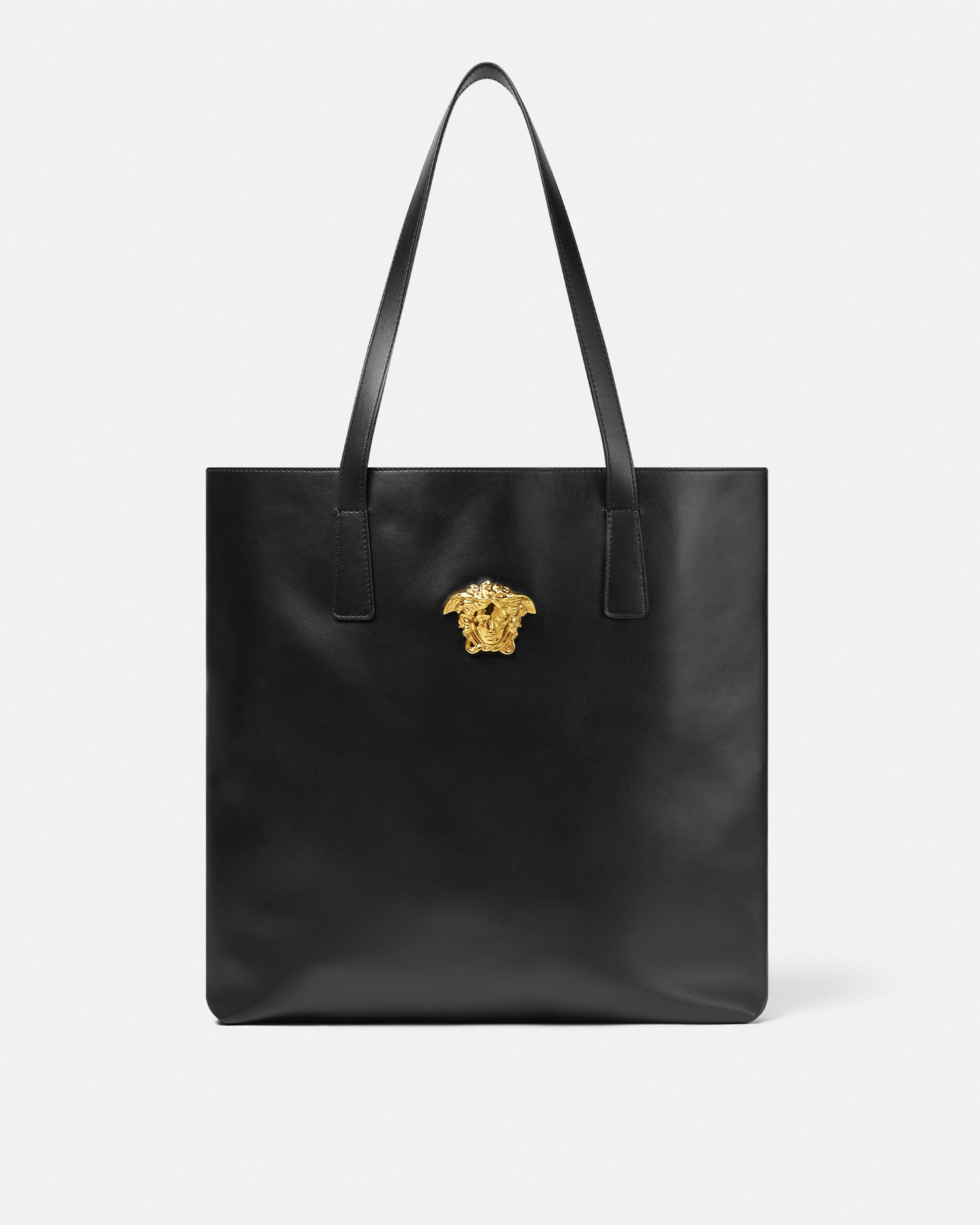 Versace La Medusa Tote Bag In Black+gold