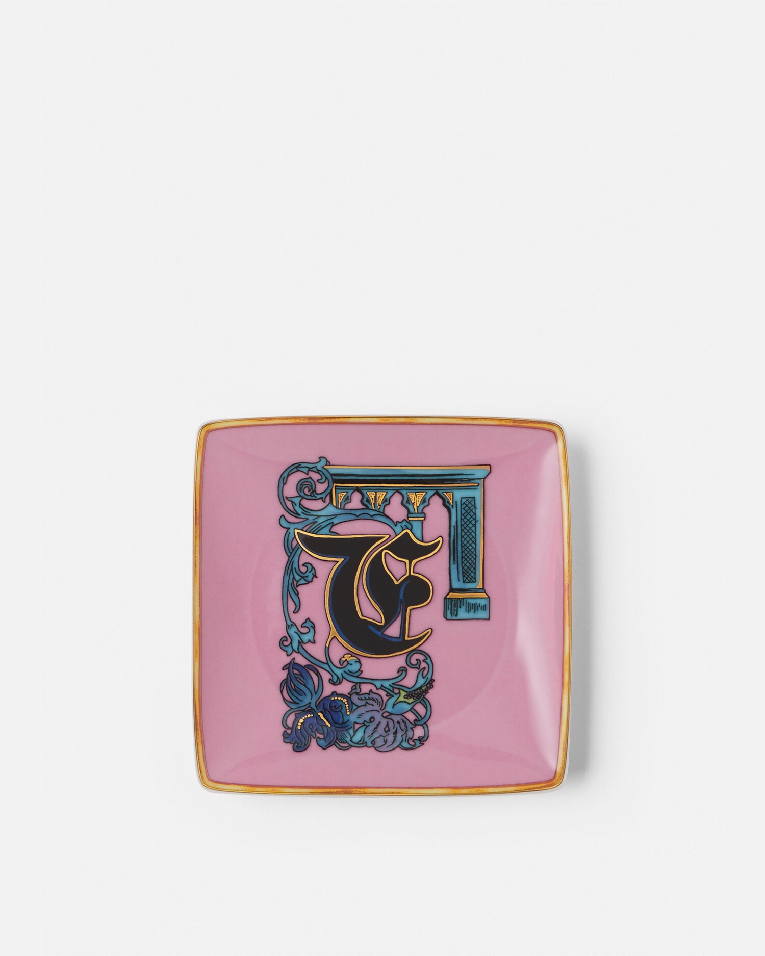Versace Porcellane E Cristalli Versace Alphabet F Dish 12cm In Pink