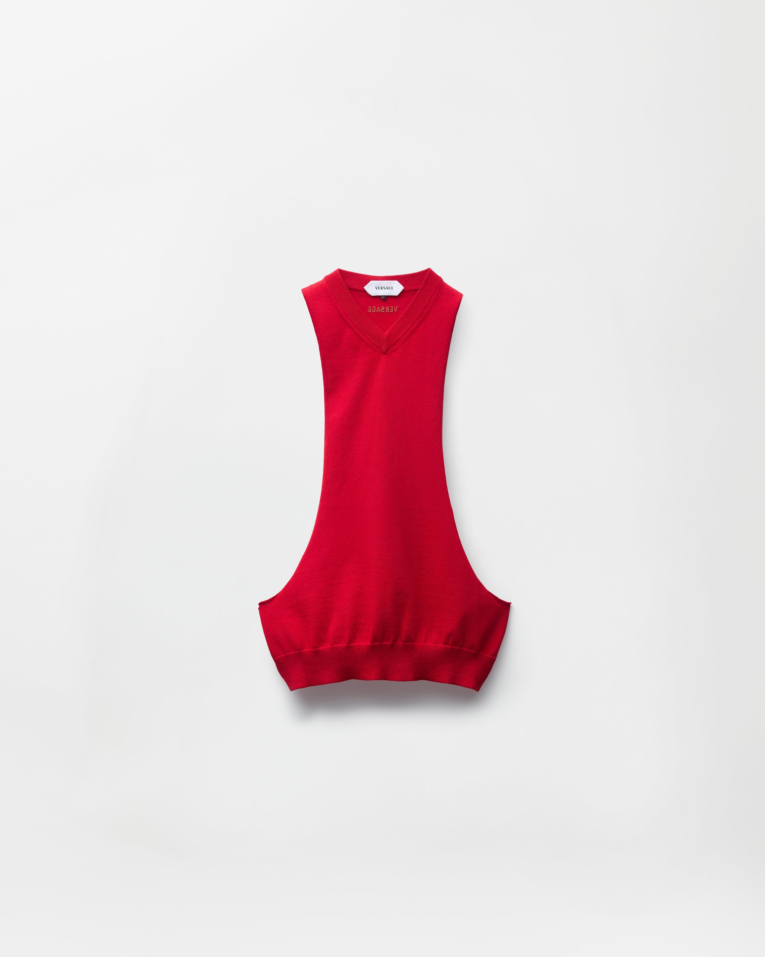 Cotton-Cashmere Knit Tank Top Red | VERSACE US