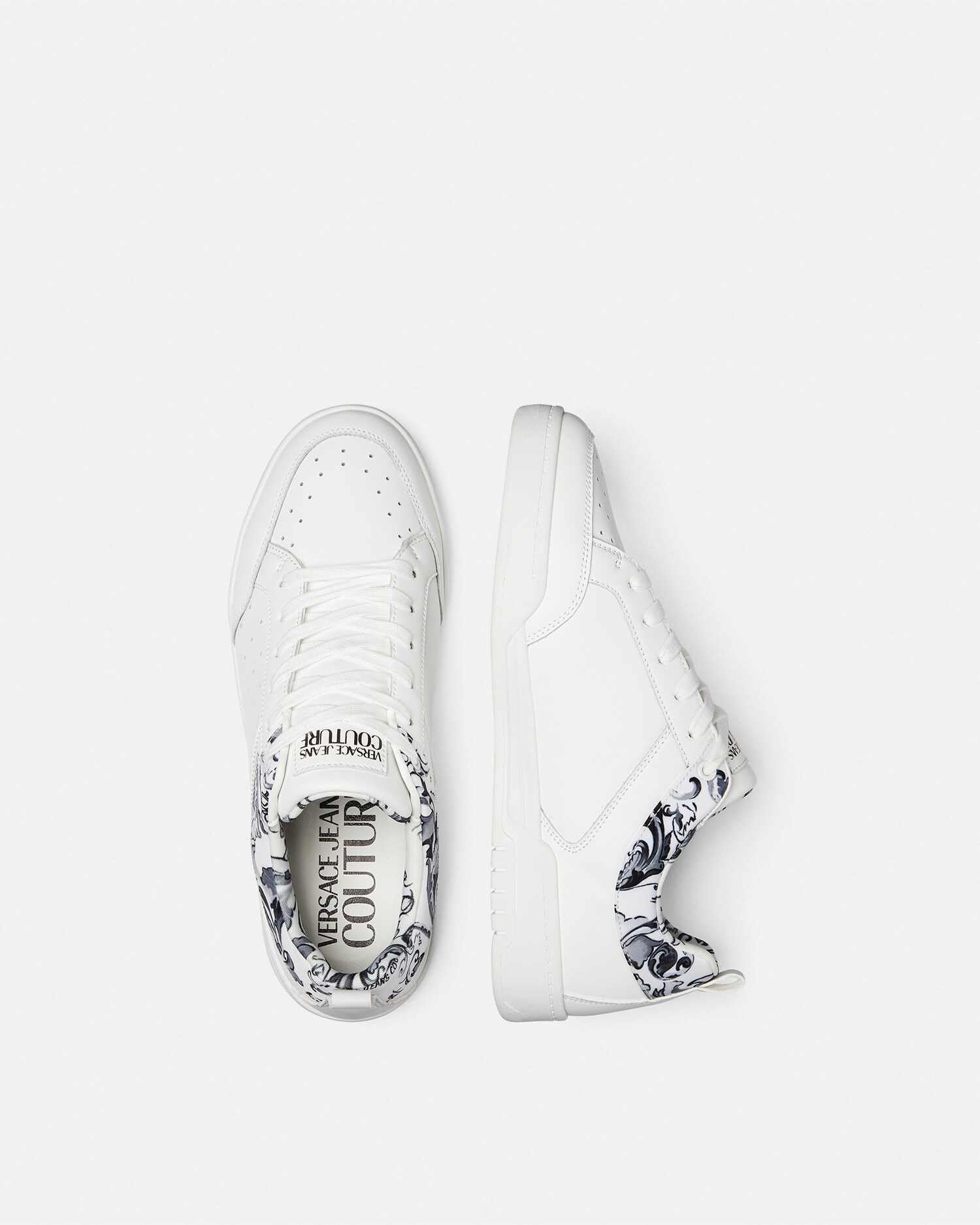 VERSACE‎ 1011942 Barocco White Leather Sneakers, Size 44 90_E79YA3SD6-  main image 4