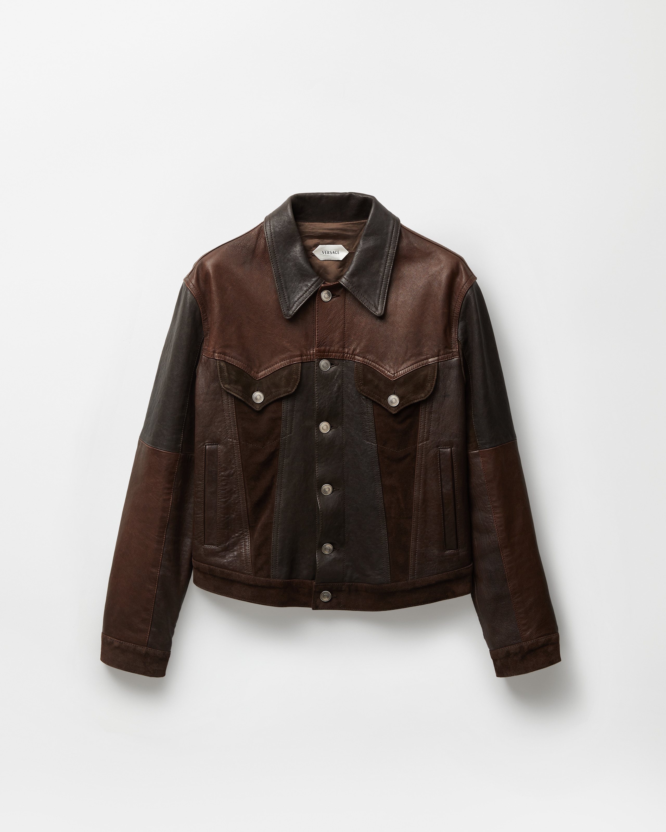 Versace Blouson En Cuir In Brown