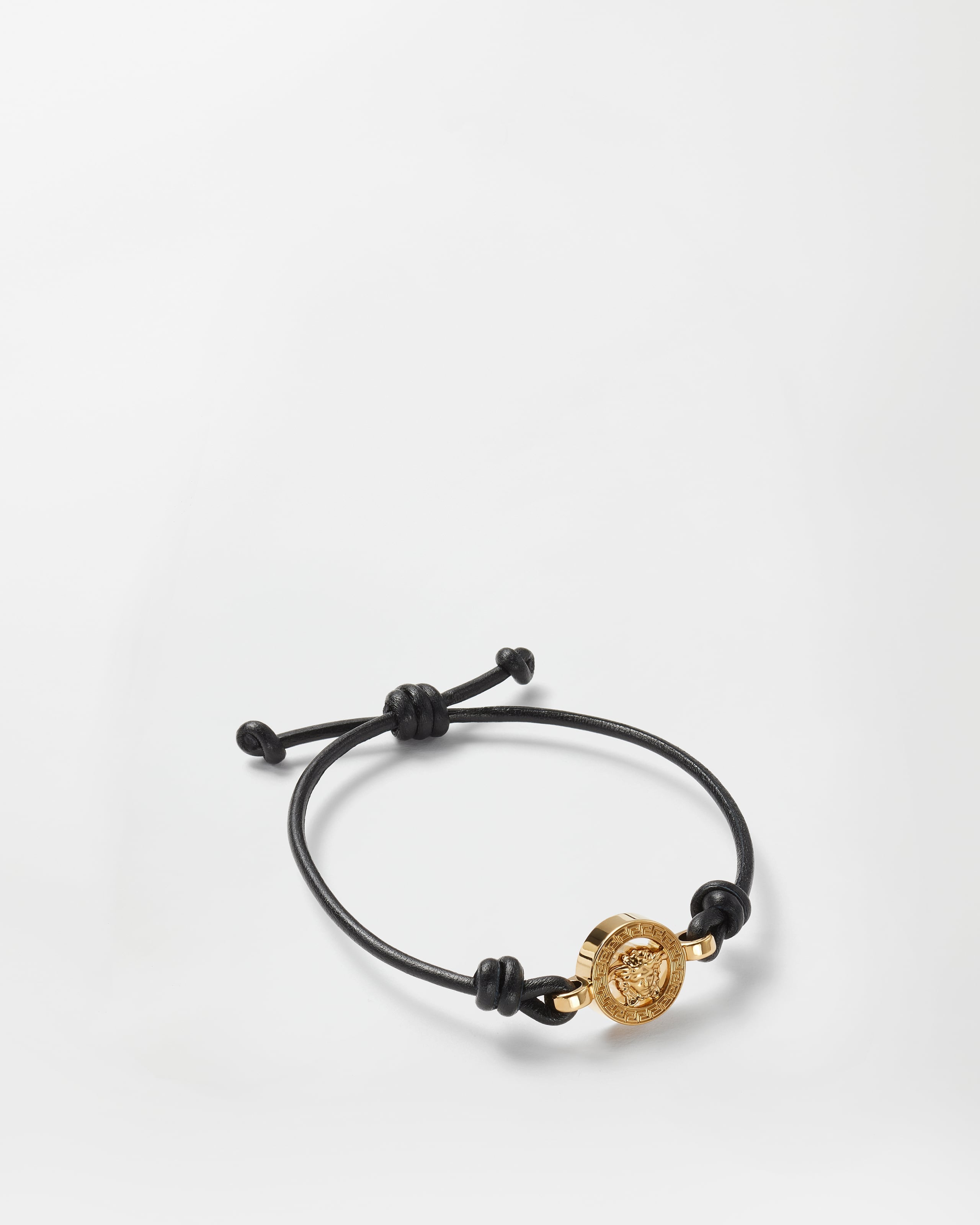 Medusa '95 Leather Bracelet Black,Gold | VERSACE US