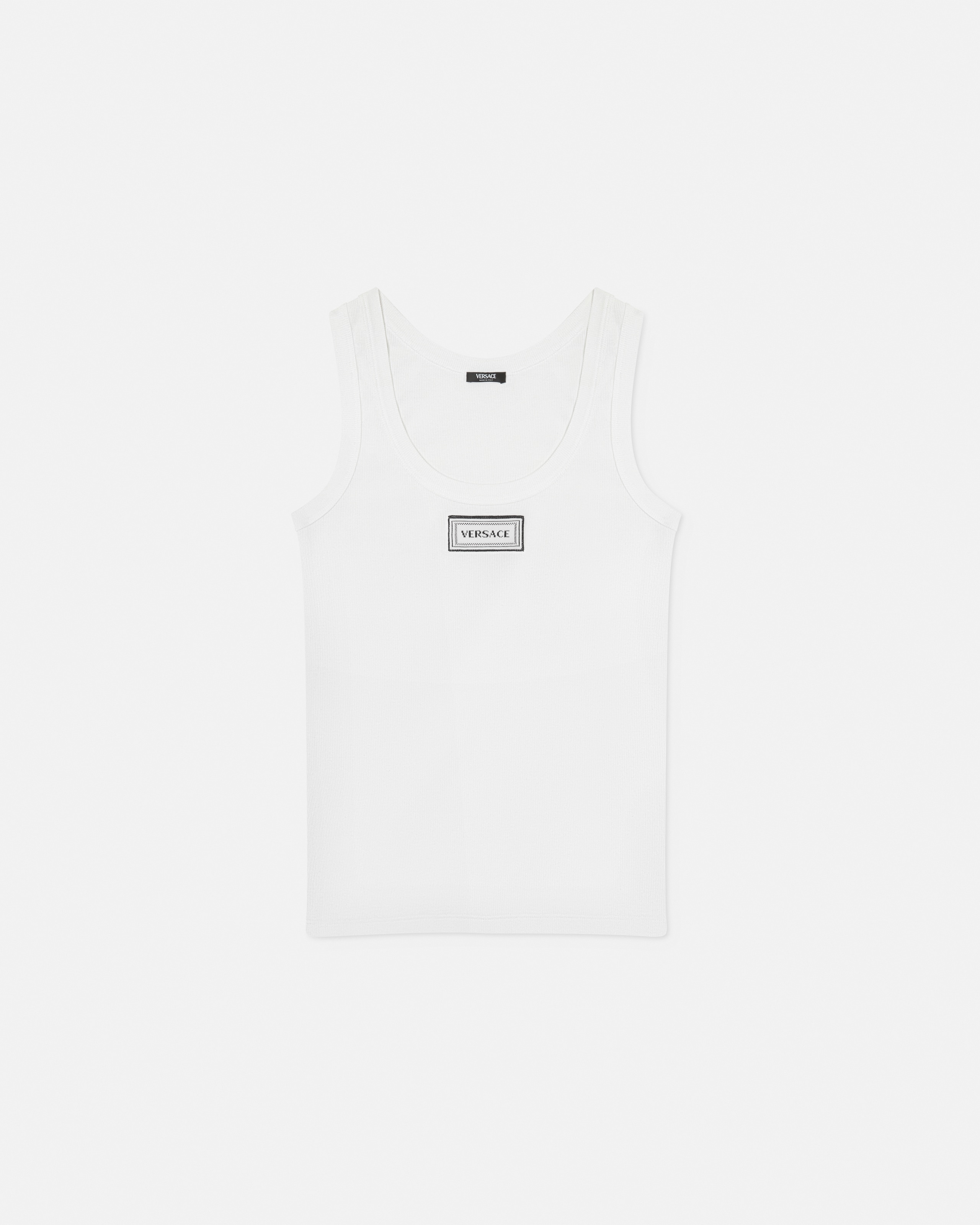 Versace Ribbed Stretch Cotton Tank Top In White