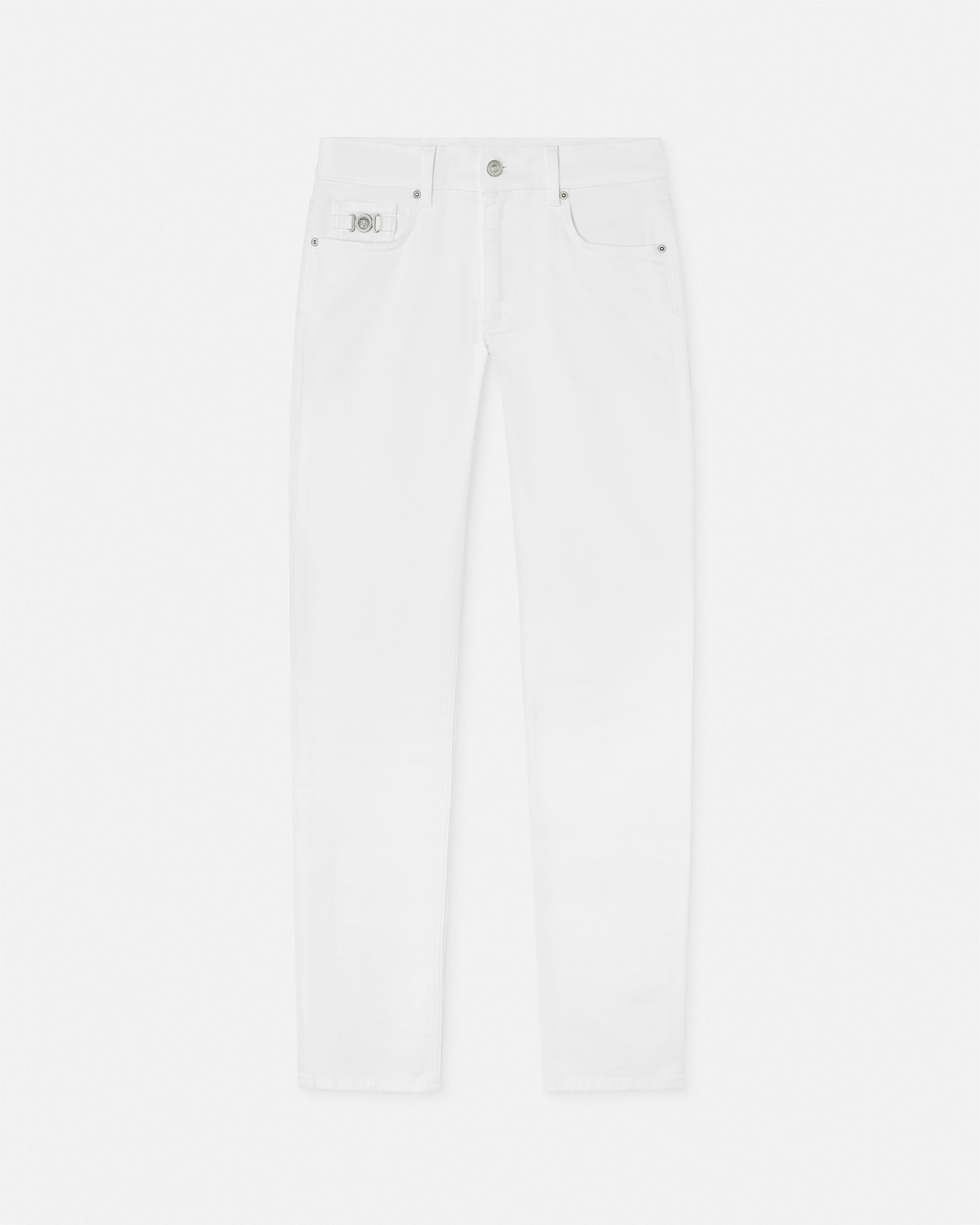 Versace Medusa Head Detail Straight-legged Jeans In White