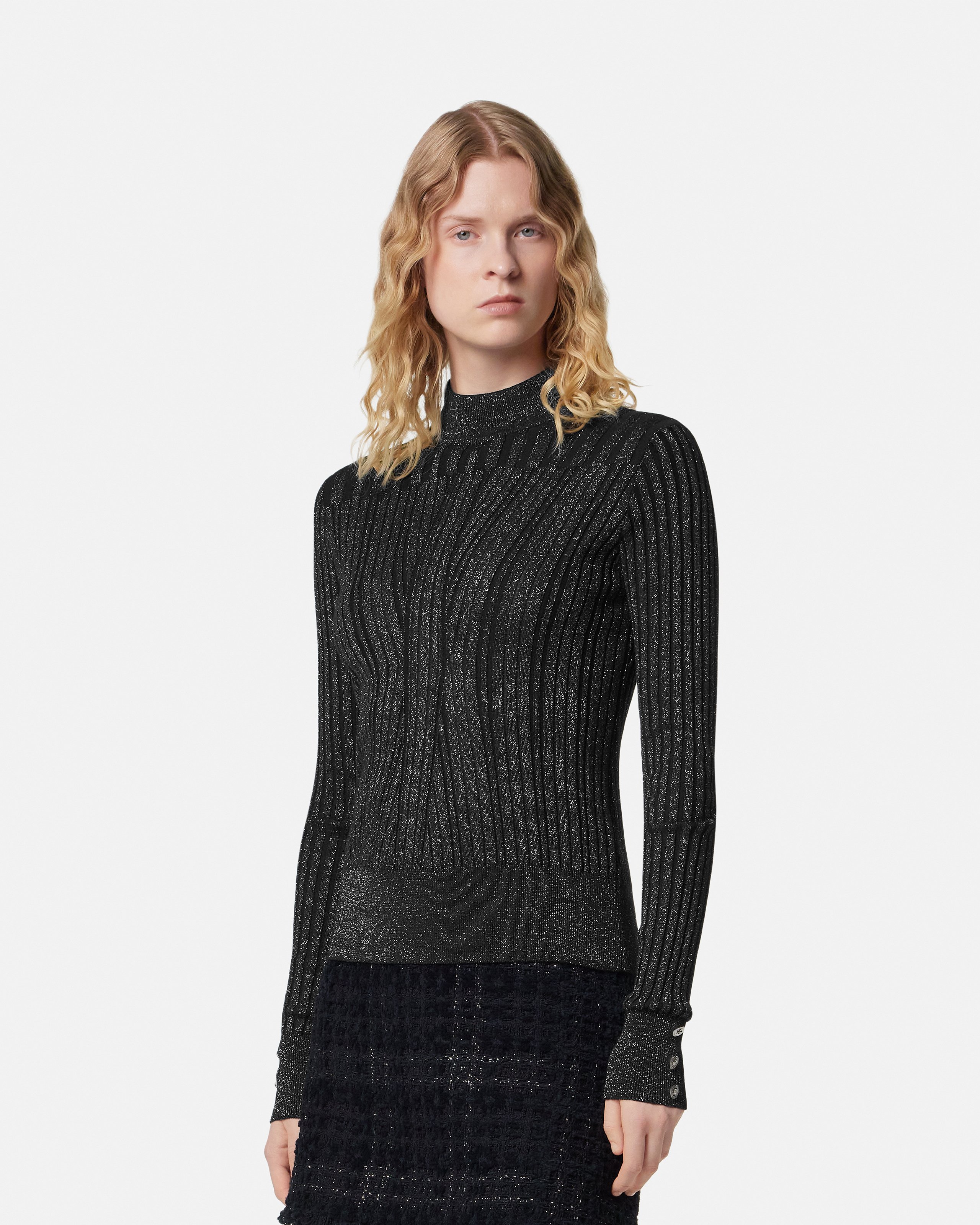 Lurex-Blend Ribbed Knit Top