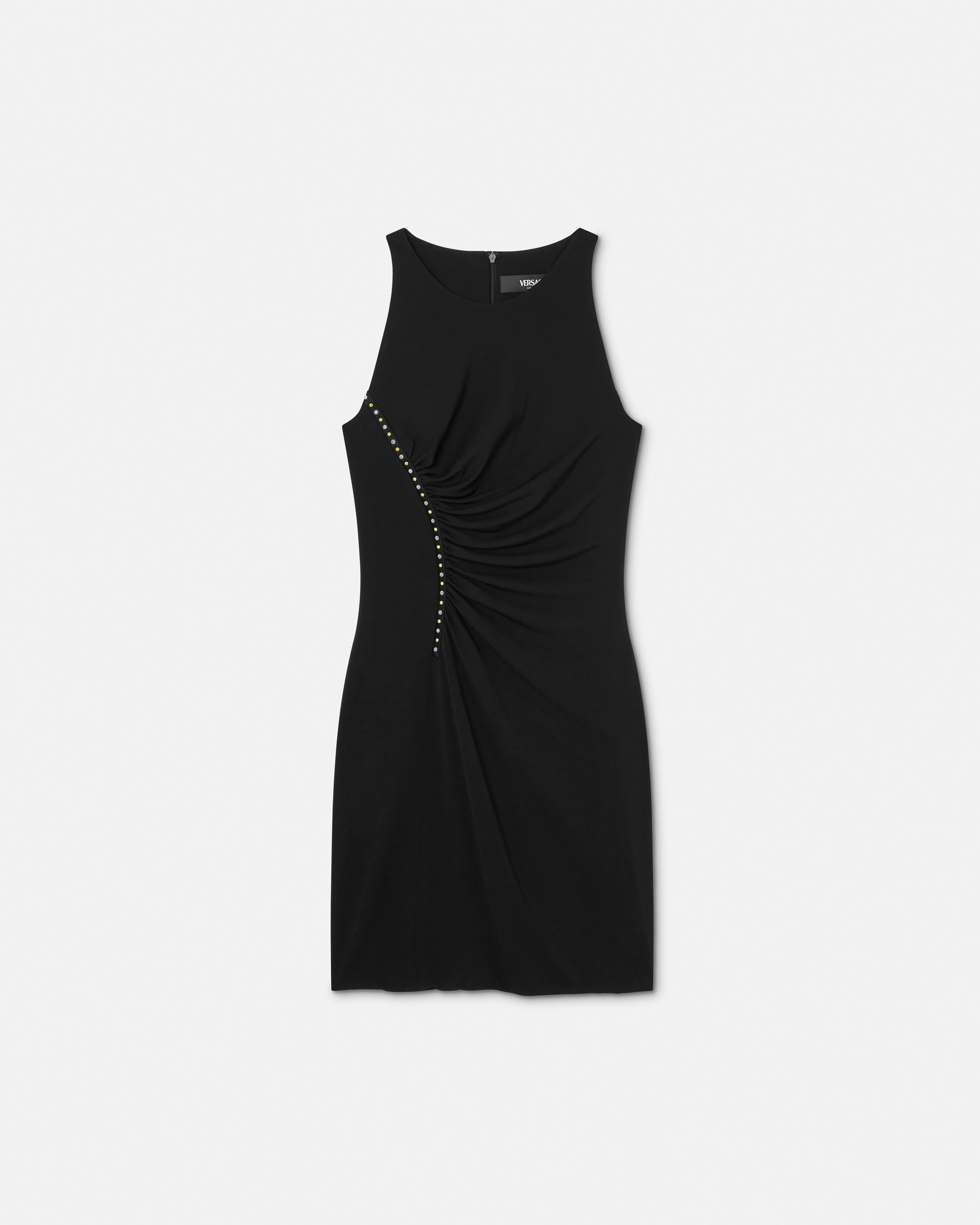 Versace Stretch Crêpe Jersey Mini Dress In Black