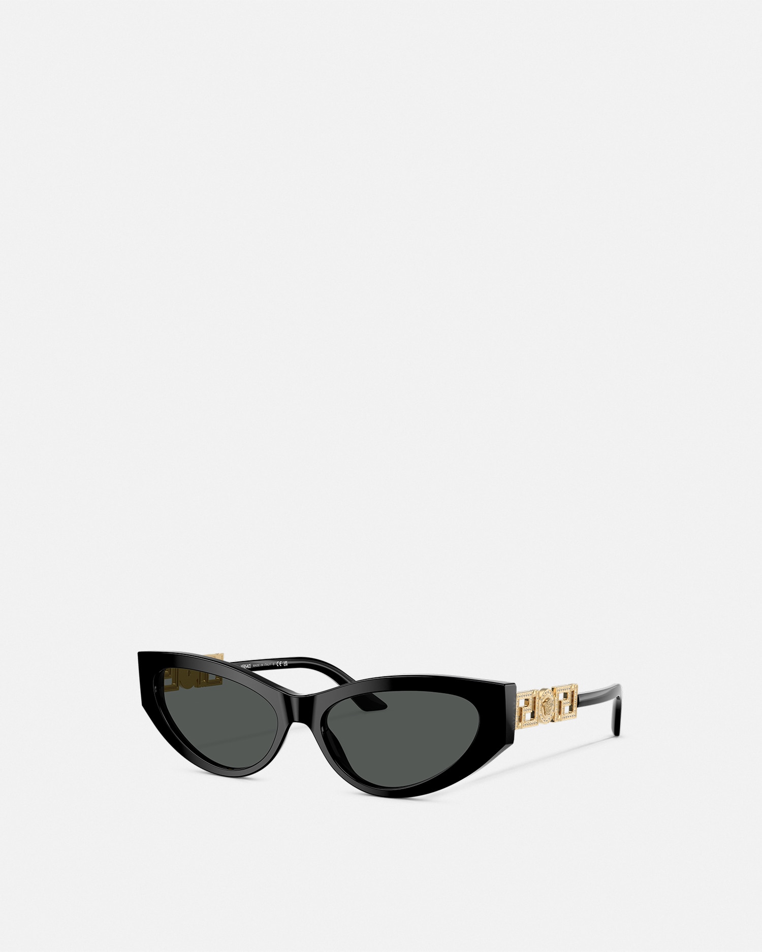 Shop Versace Greca Strass Cat-eye Sunglasses In Black+gold