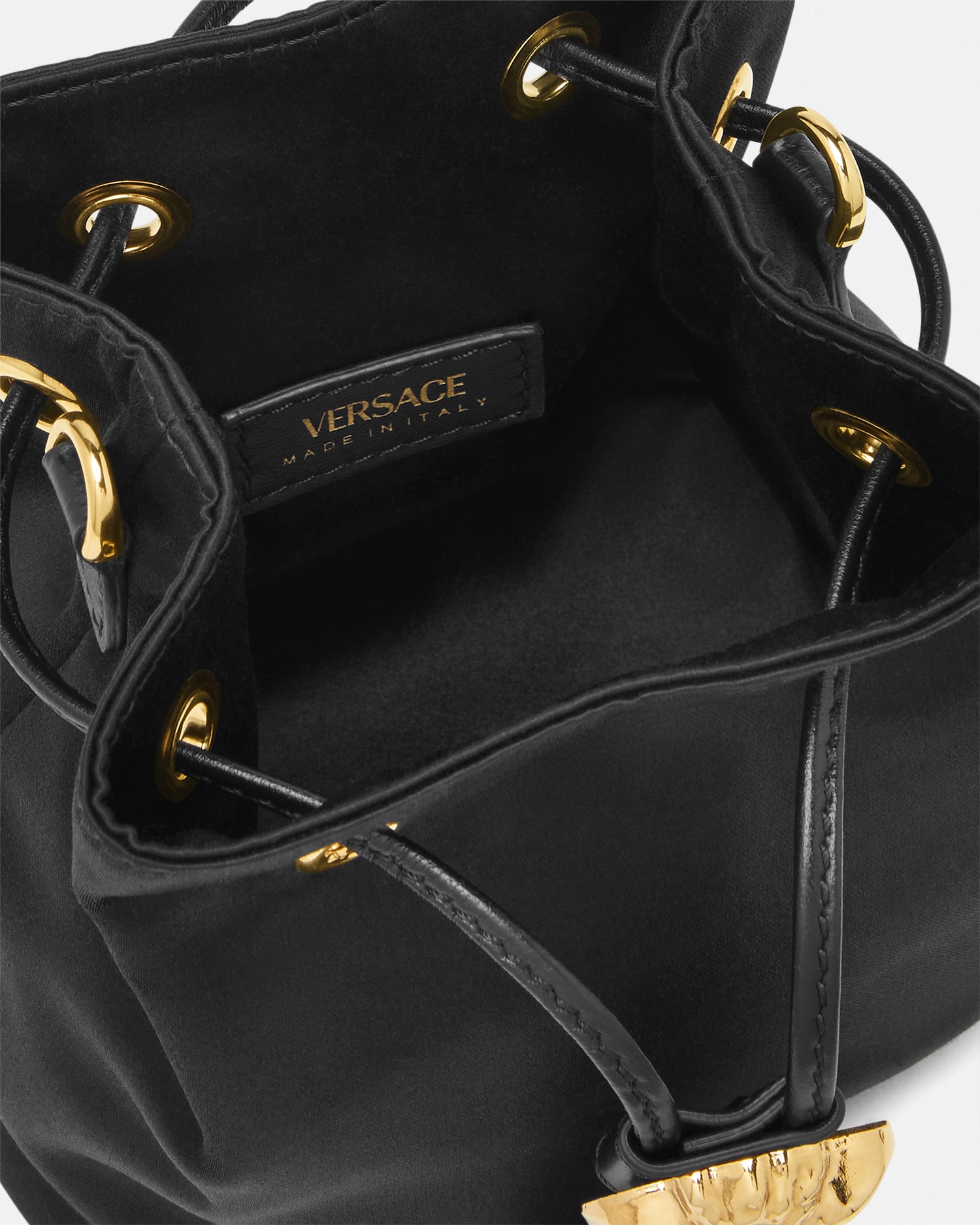 La Medusa Satin Mini Bucket Bag