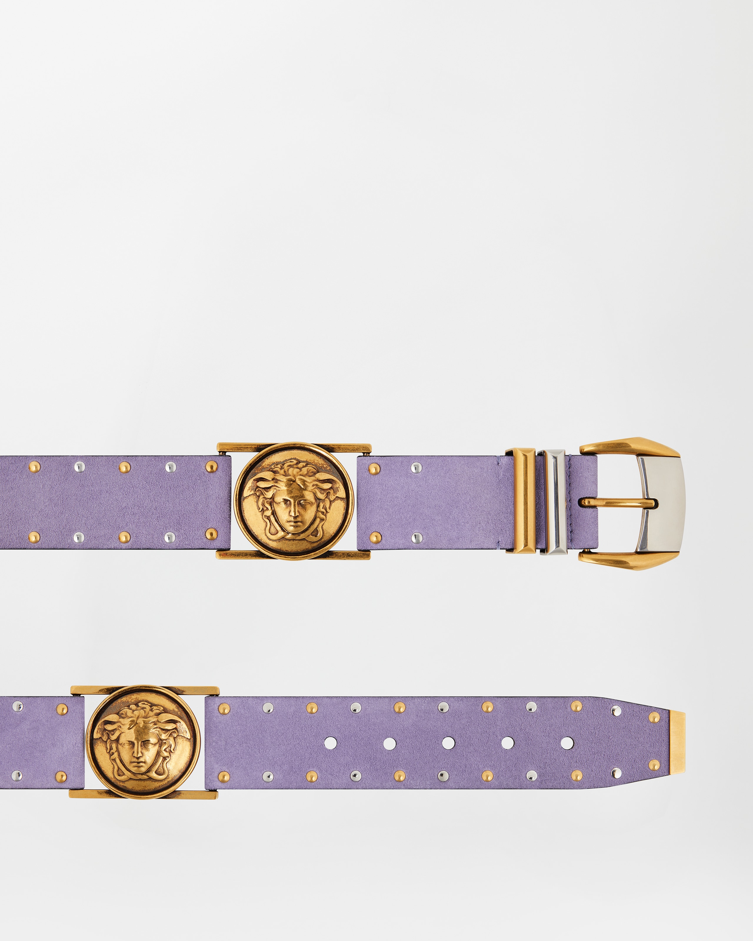 Studded Suede Belt 4 cm Purple | VERSACE US