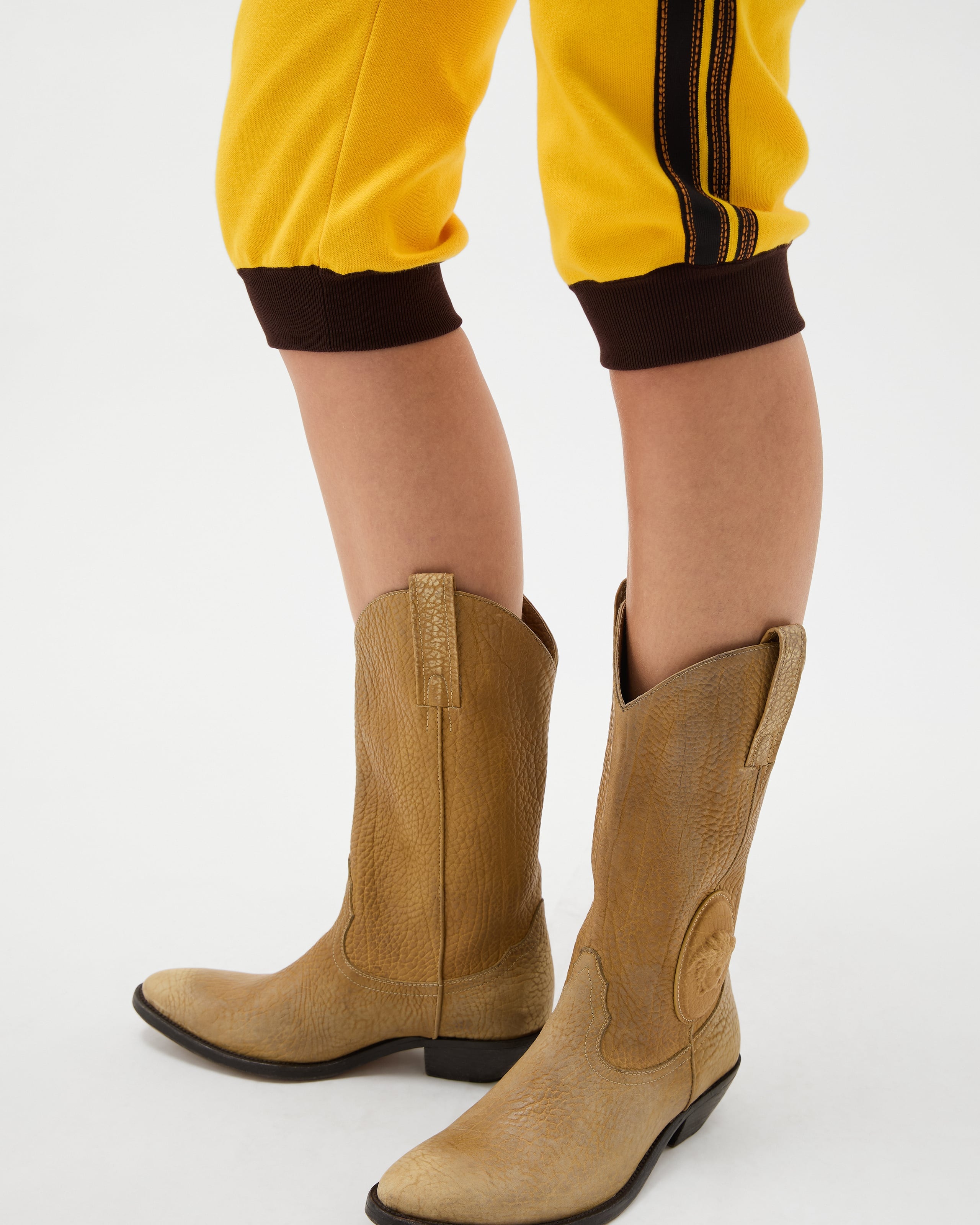 Versace Mid Calf Boots Embossed Detail Pull Tabs In Brown