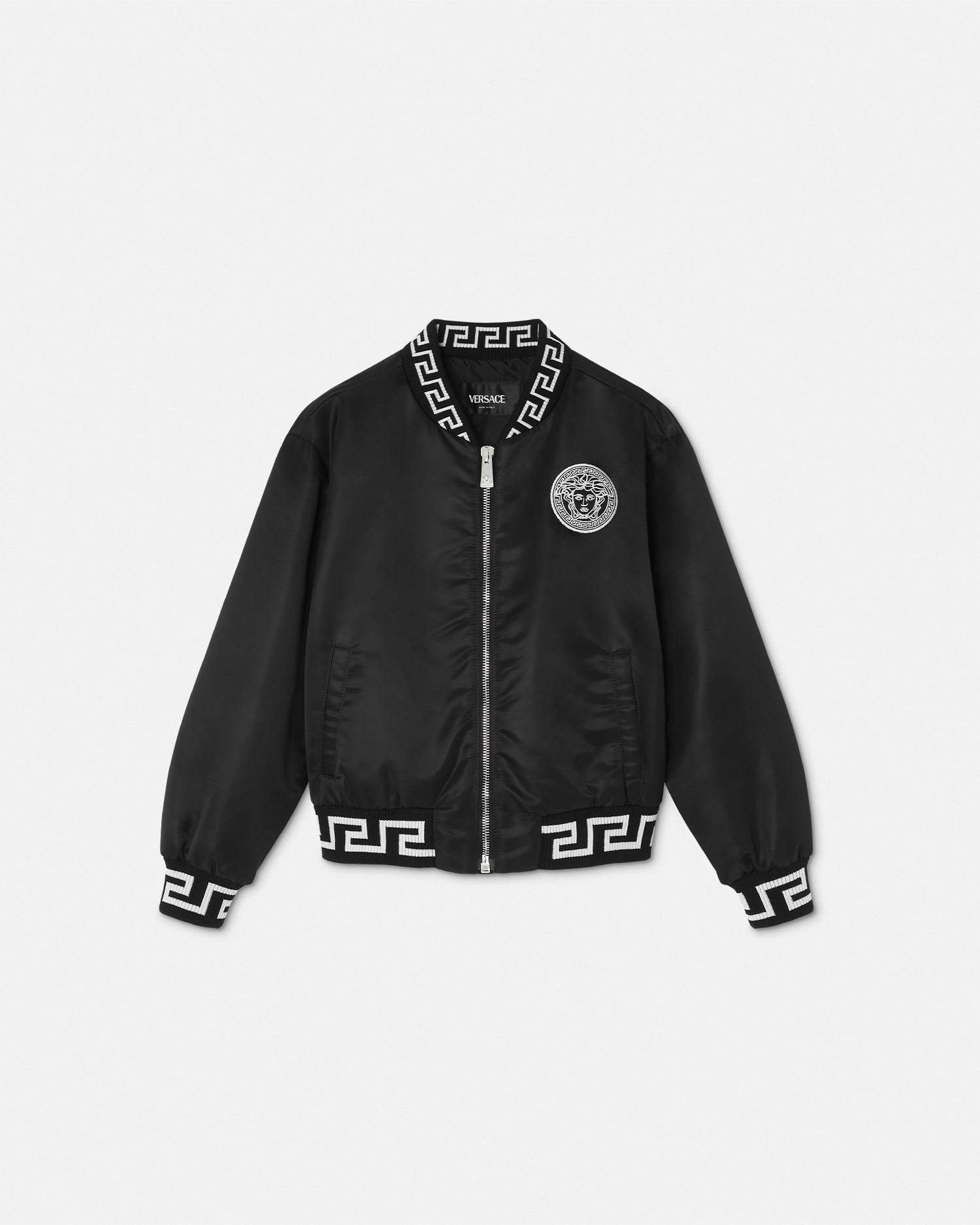 Versace Greca Kids Bomber Jacket In Black