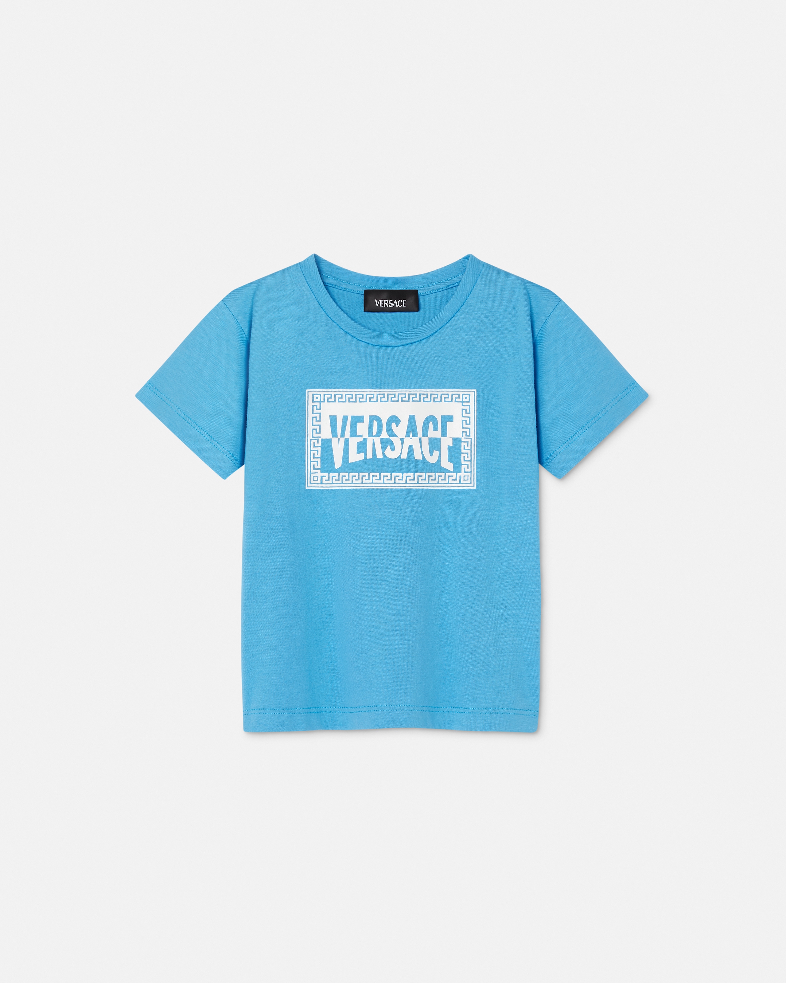 Versace Kids Printed Cotton-jersey T-shirt In Blue