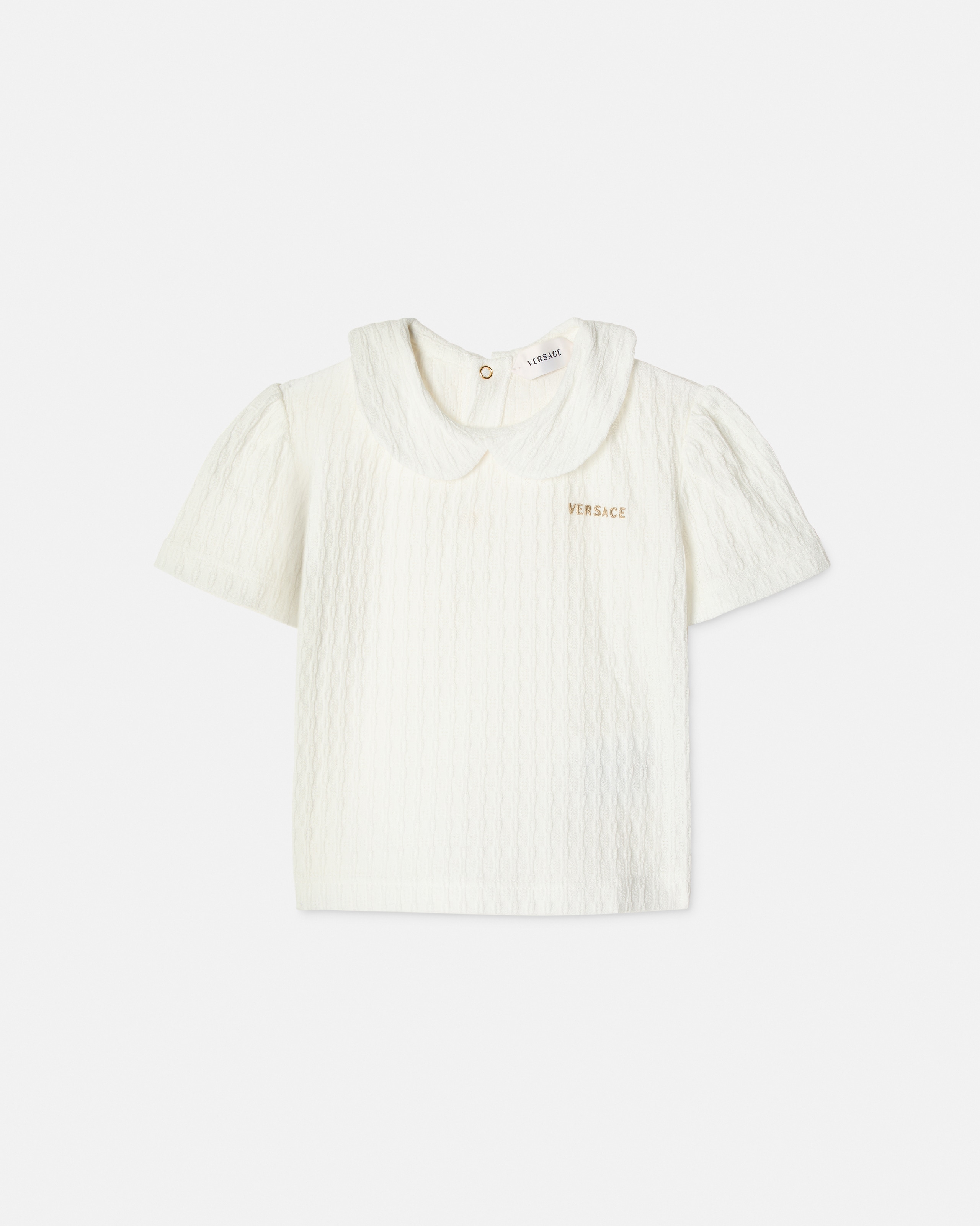 Versace Baby Embroidered Jacquard Cotton-jersey Polo Set In White