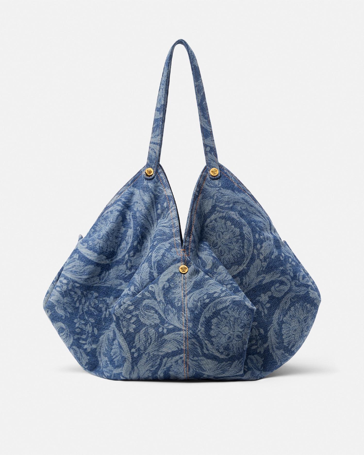 Versace Barocco Protea Denim Large Shoulder Bag