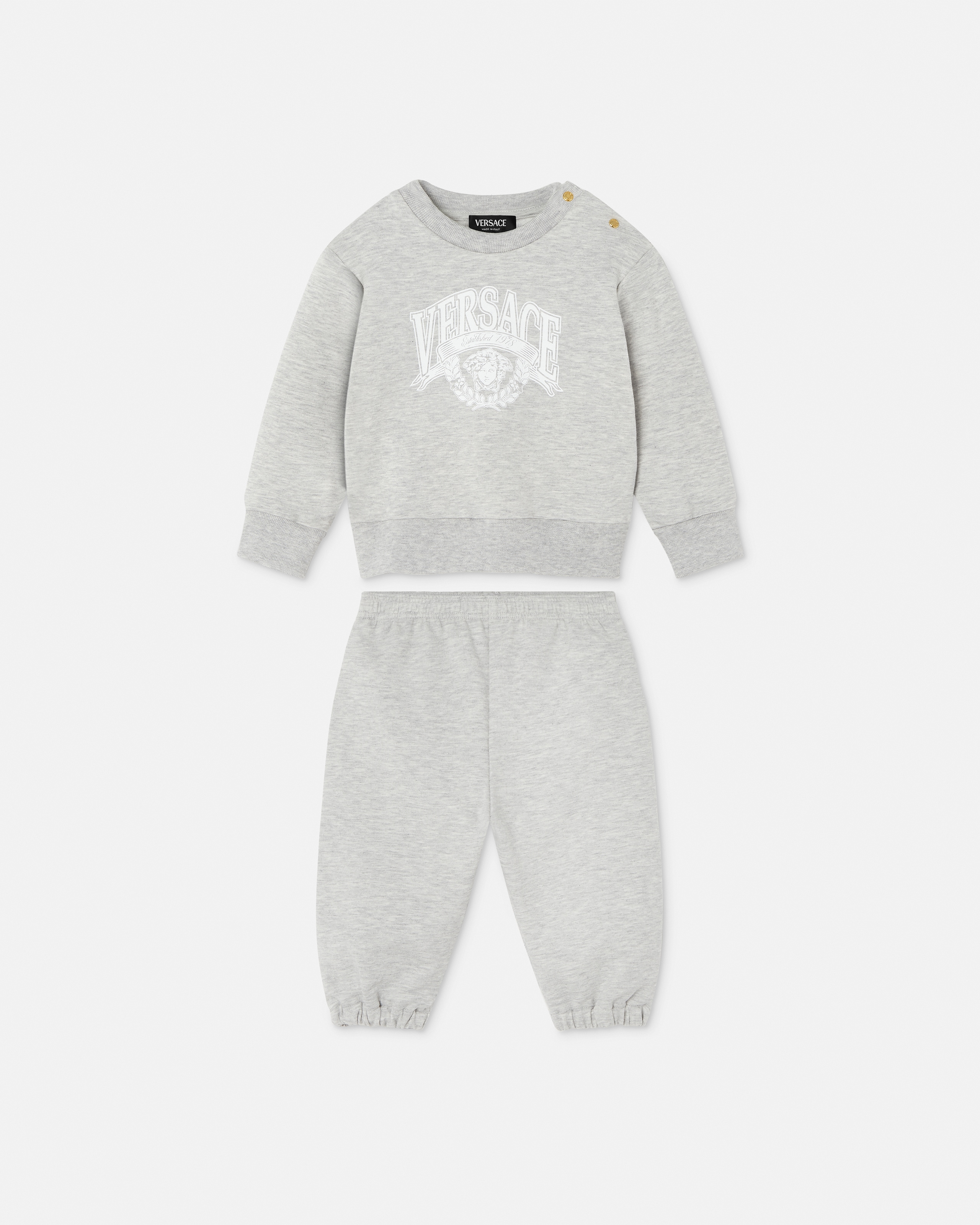 Versace Baby Printed Cotton-jersey Sweatshirt Set In Gray