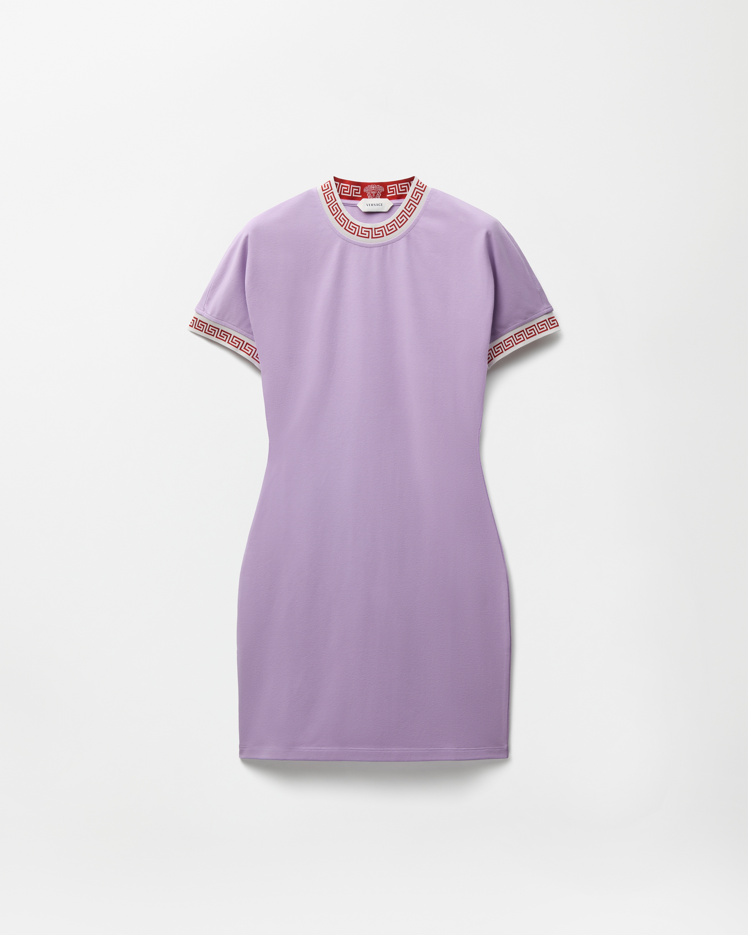 Versace Mini Robe En Jersey De Coton Et Jacquard In Lilas