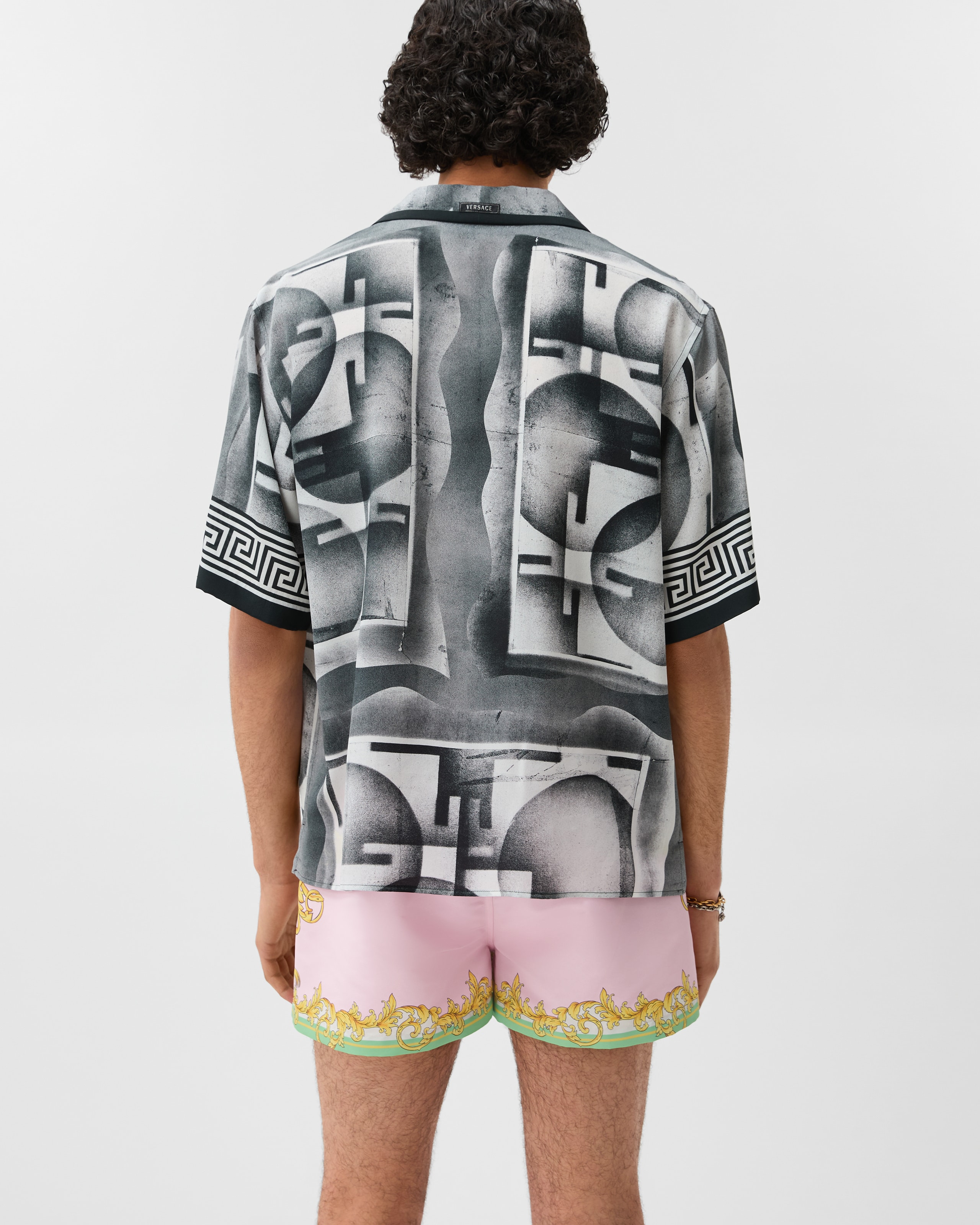 Printed Swim Shorts Yellow,Pink | VERSACE US