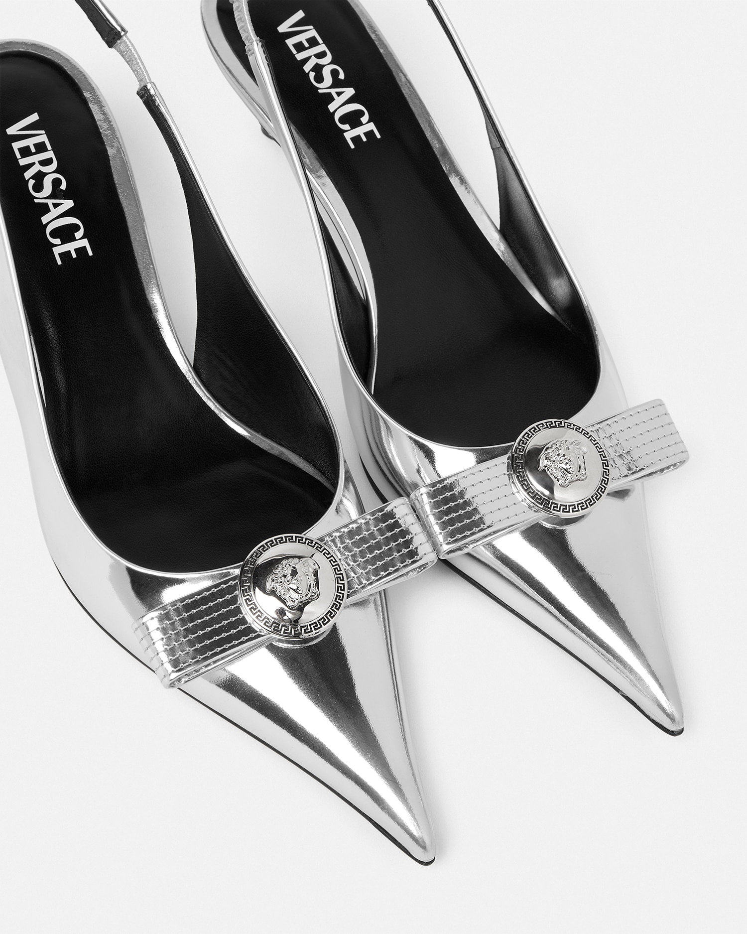 Gianni Ribbon Metallic Slingbacks 45 mm