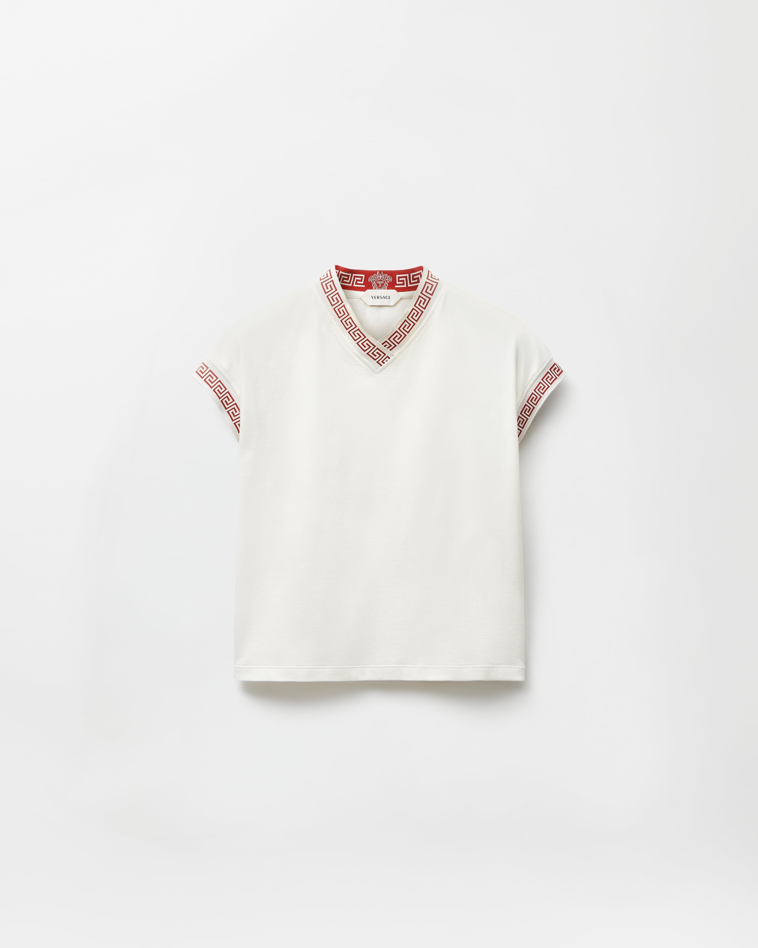Versace Jacquard Stretch Cotton-jersey T-shirt In Neutral