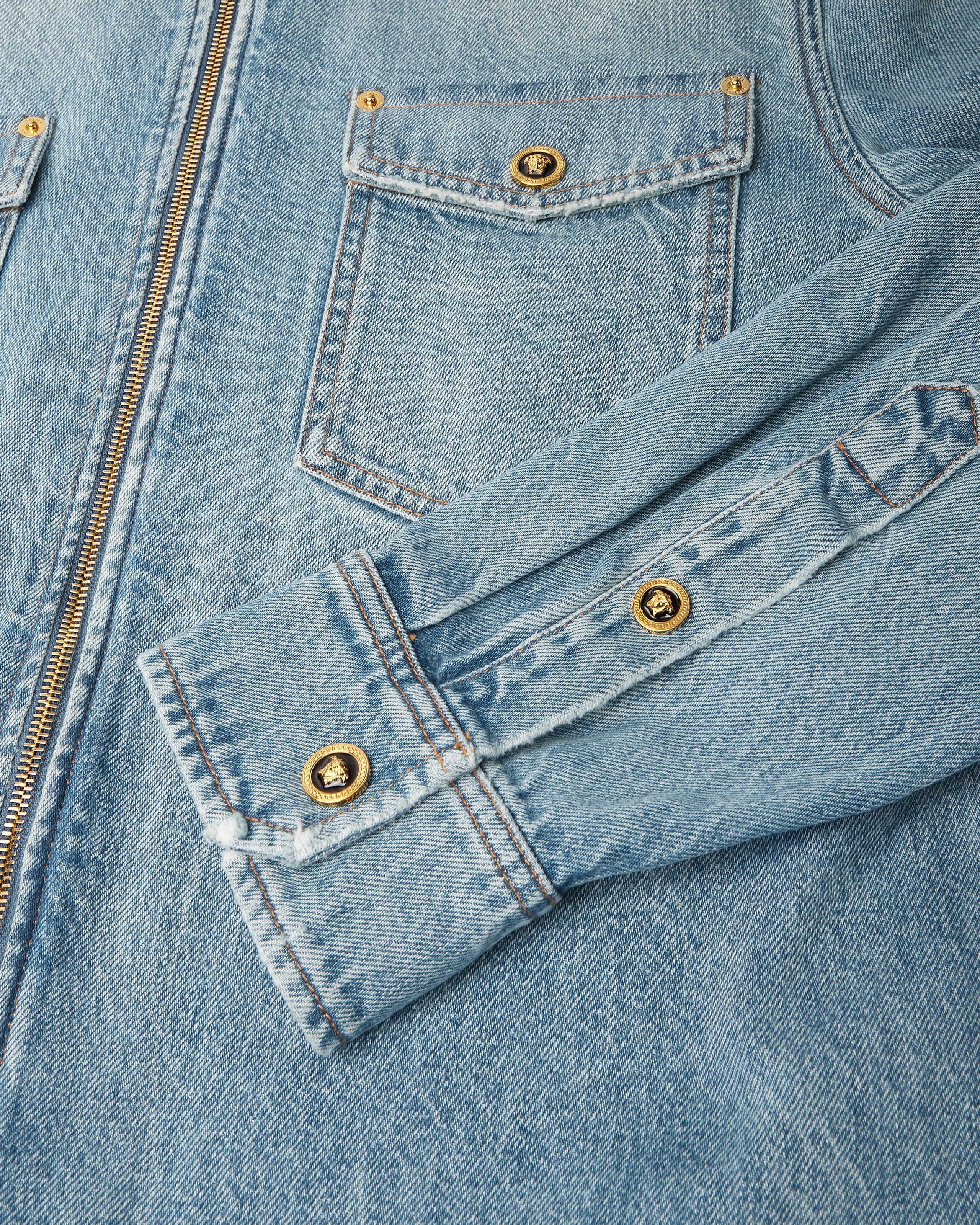Denim Zip Overshirt Blue | VERSACE US