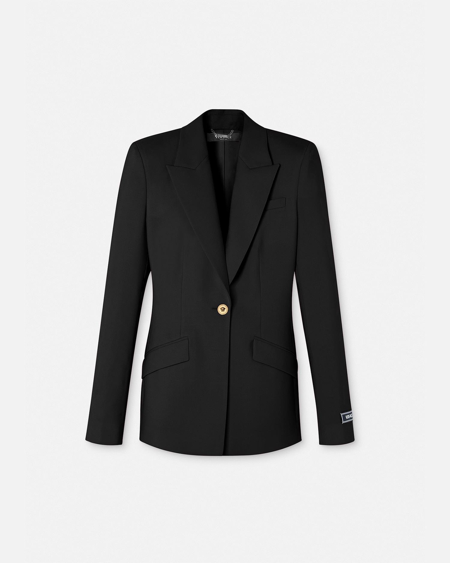 Shop Versace Single-breasted Dv Blazer In Black