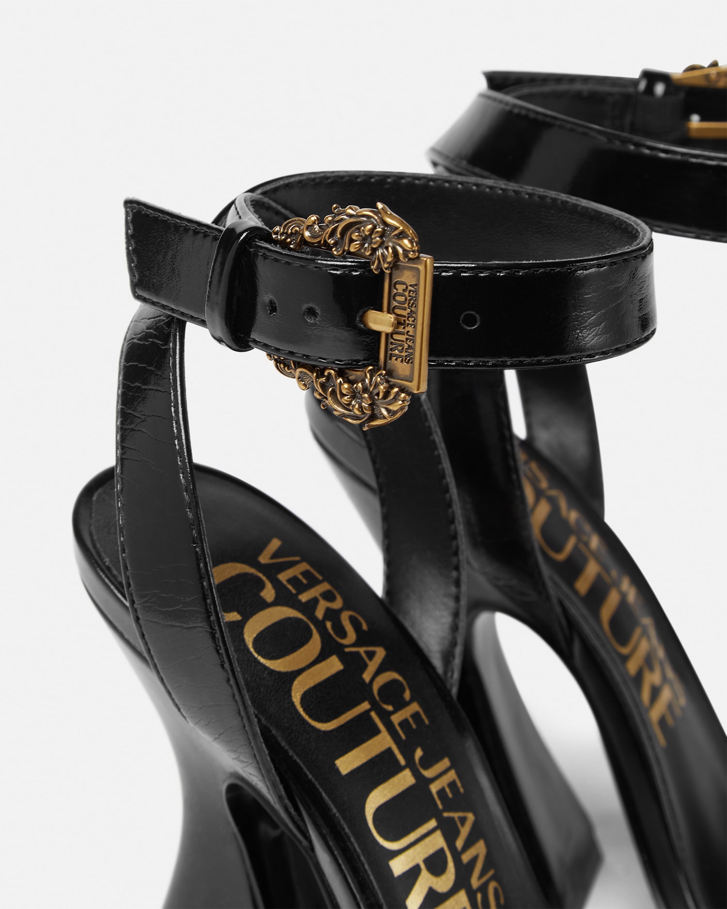 Baroque Buckle Patent Kristen Sandals