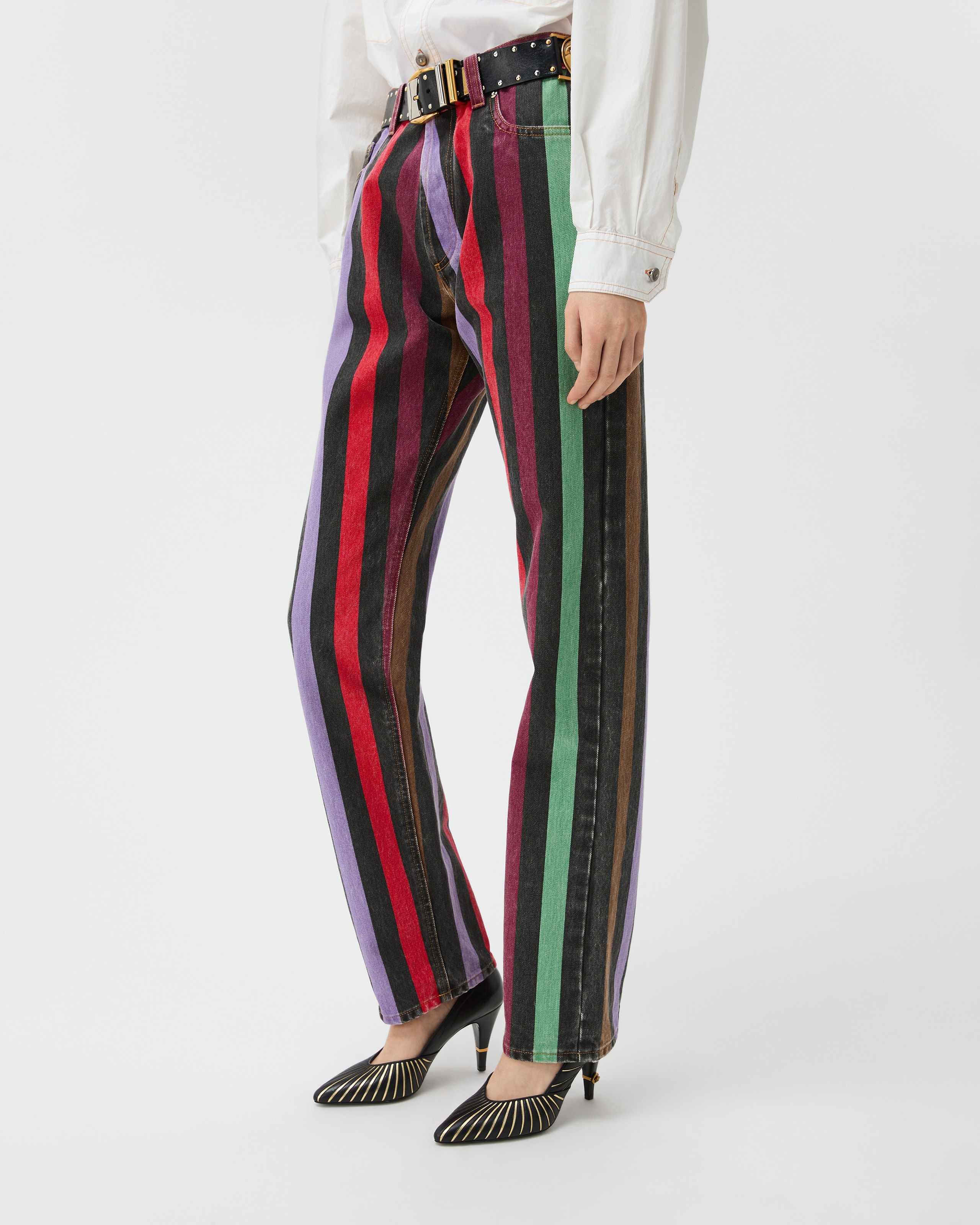 フレグラントテラピー　ラベンダー・ベルガモット, ヴェルサーチ　ブラックジーンズ Striped Straight Jeans Multicolor | VERSACE US