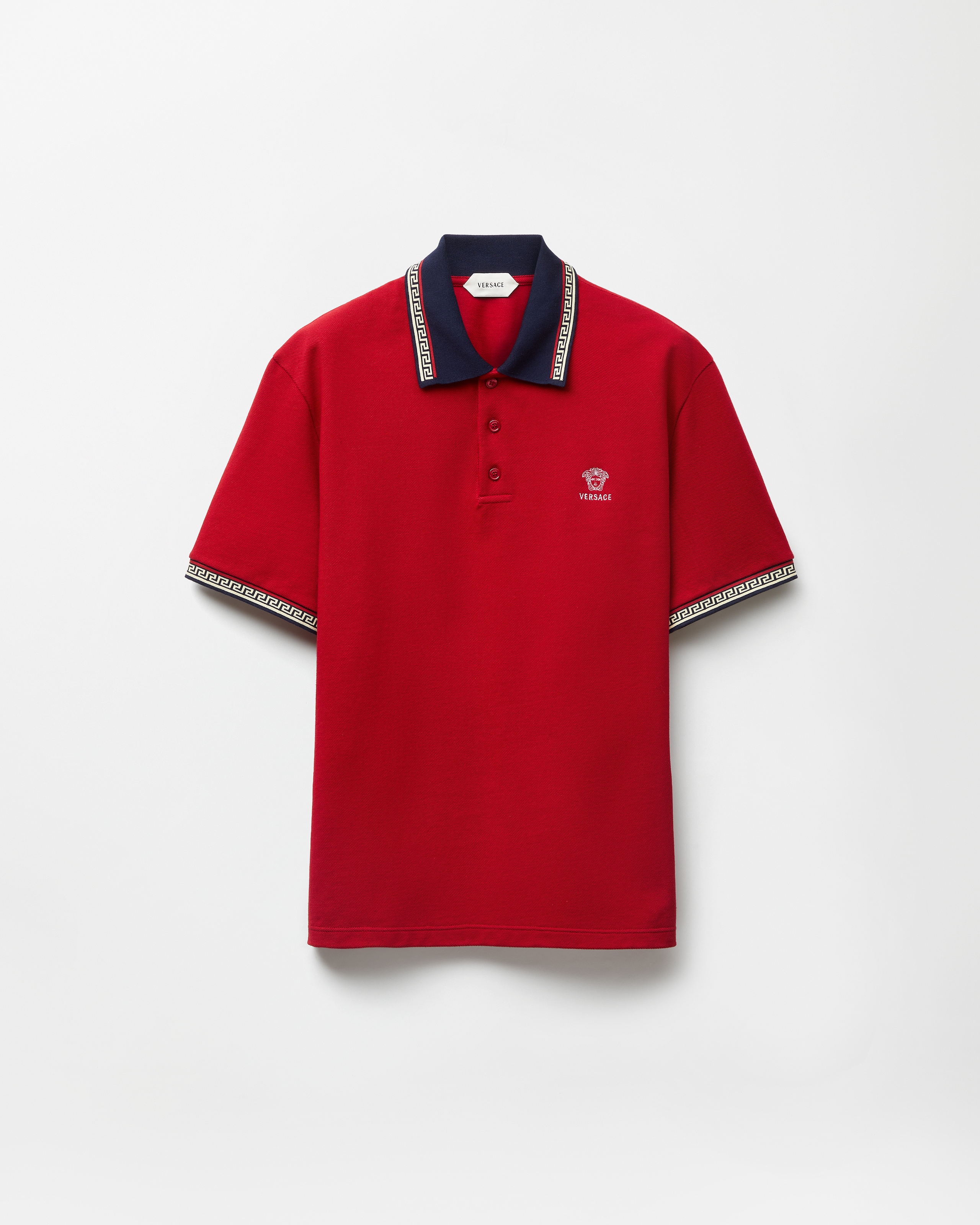 Versace Polo En Piqué De Coton Brodé In Multi