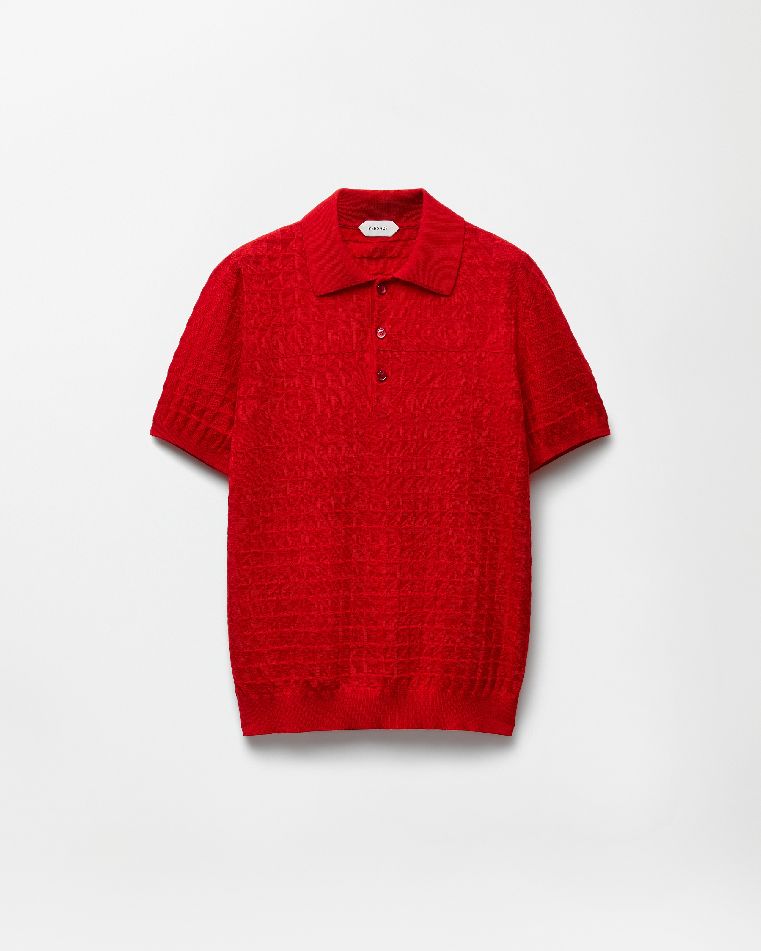 Versace Polo En Maille De Laine In Rouge