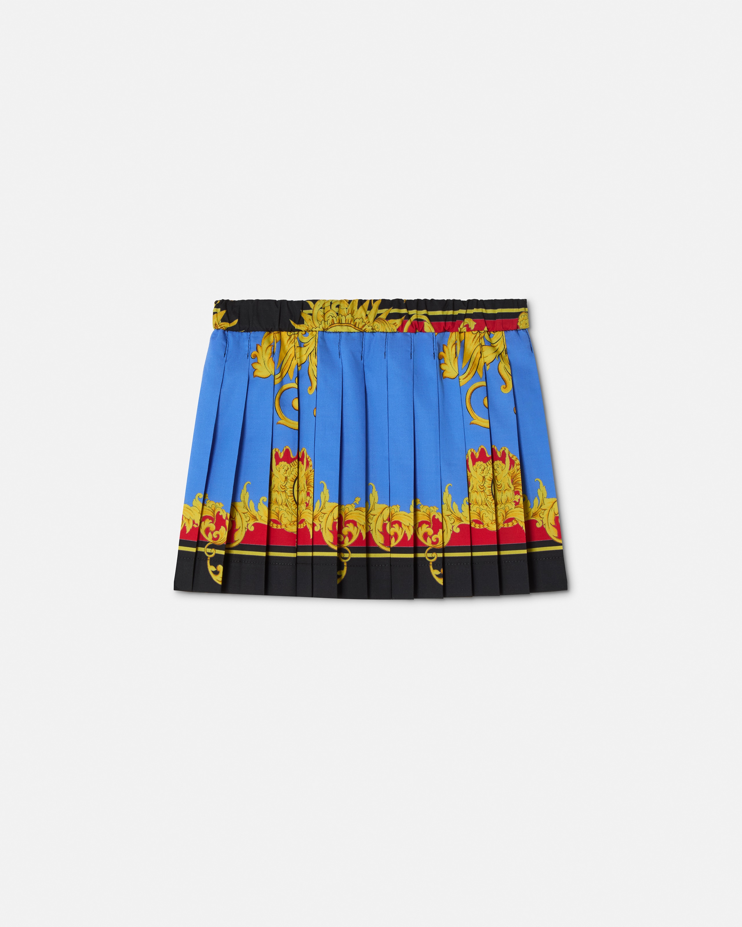 Versace Baby Printed Cotton-poplin Pleated Skirt In Blue+print