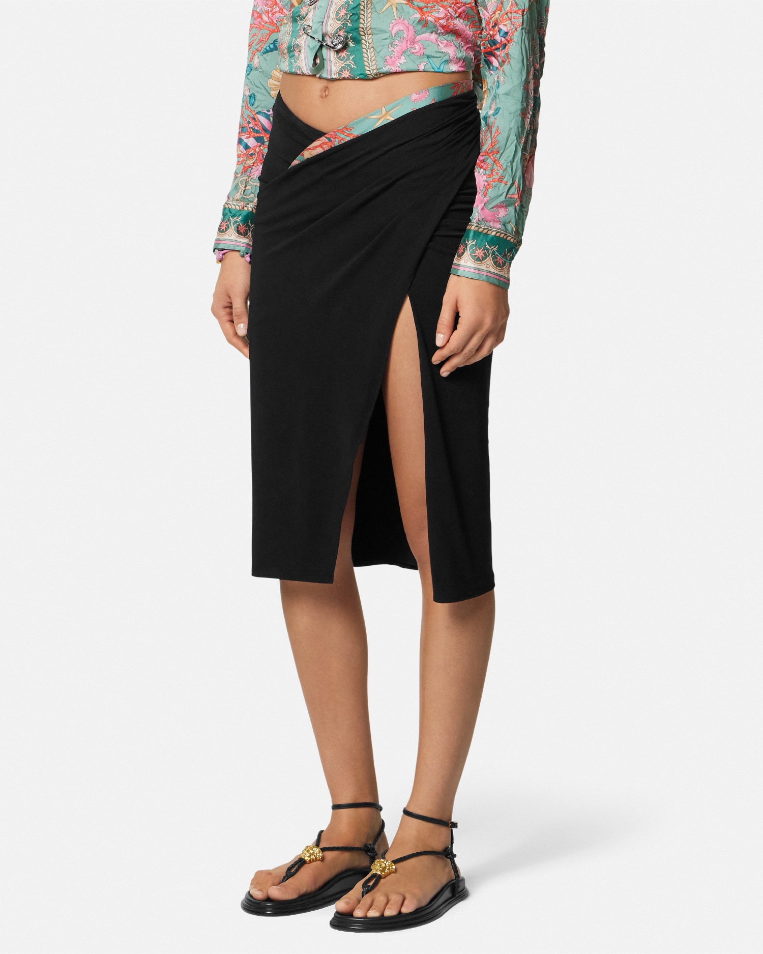 Underwater Barocco Draped Midi Skirt
