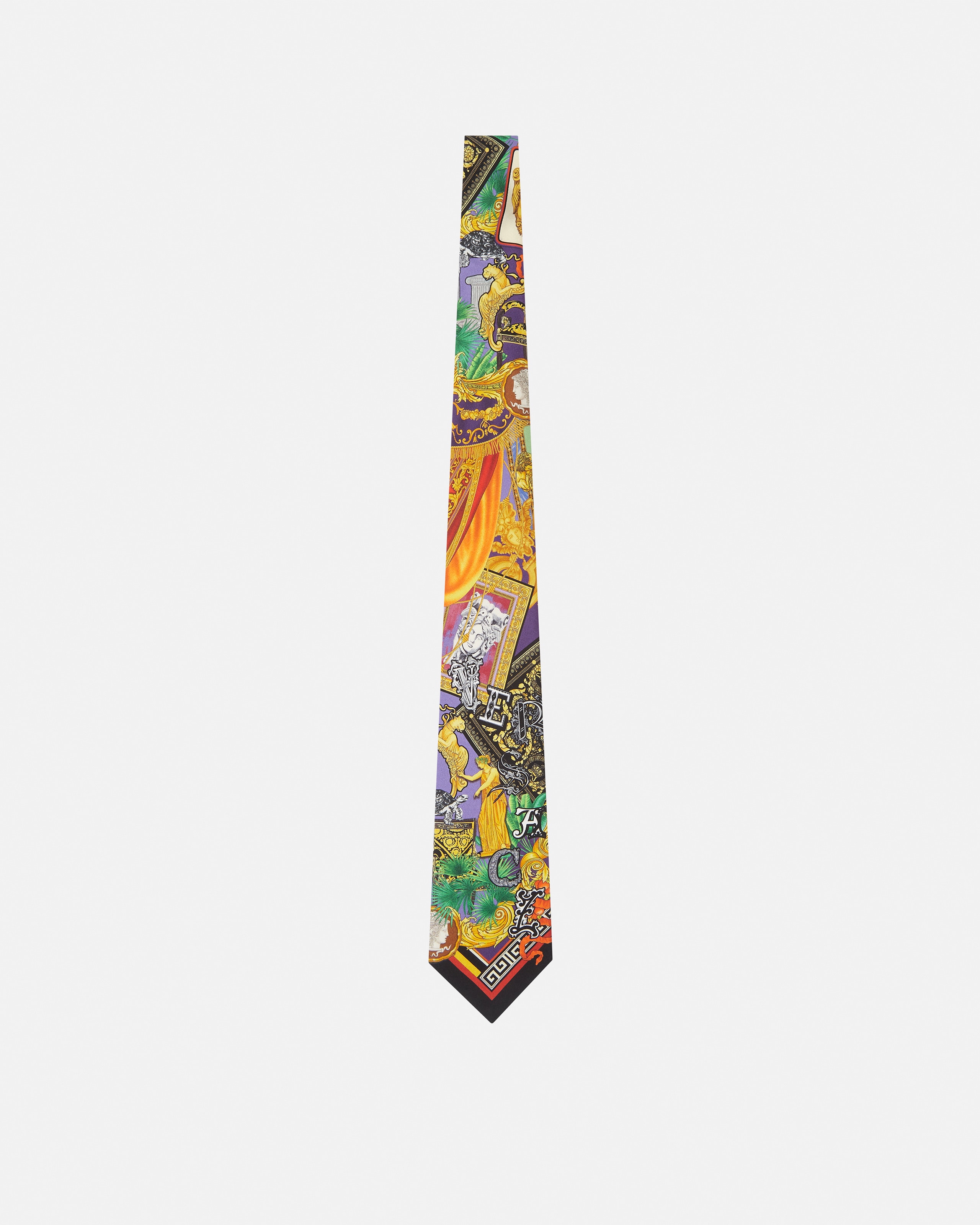 Versace Printed Silk Twill Tie In Multi
