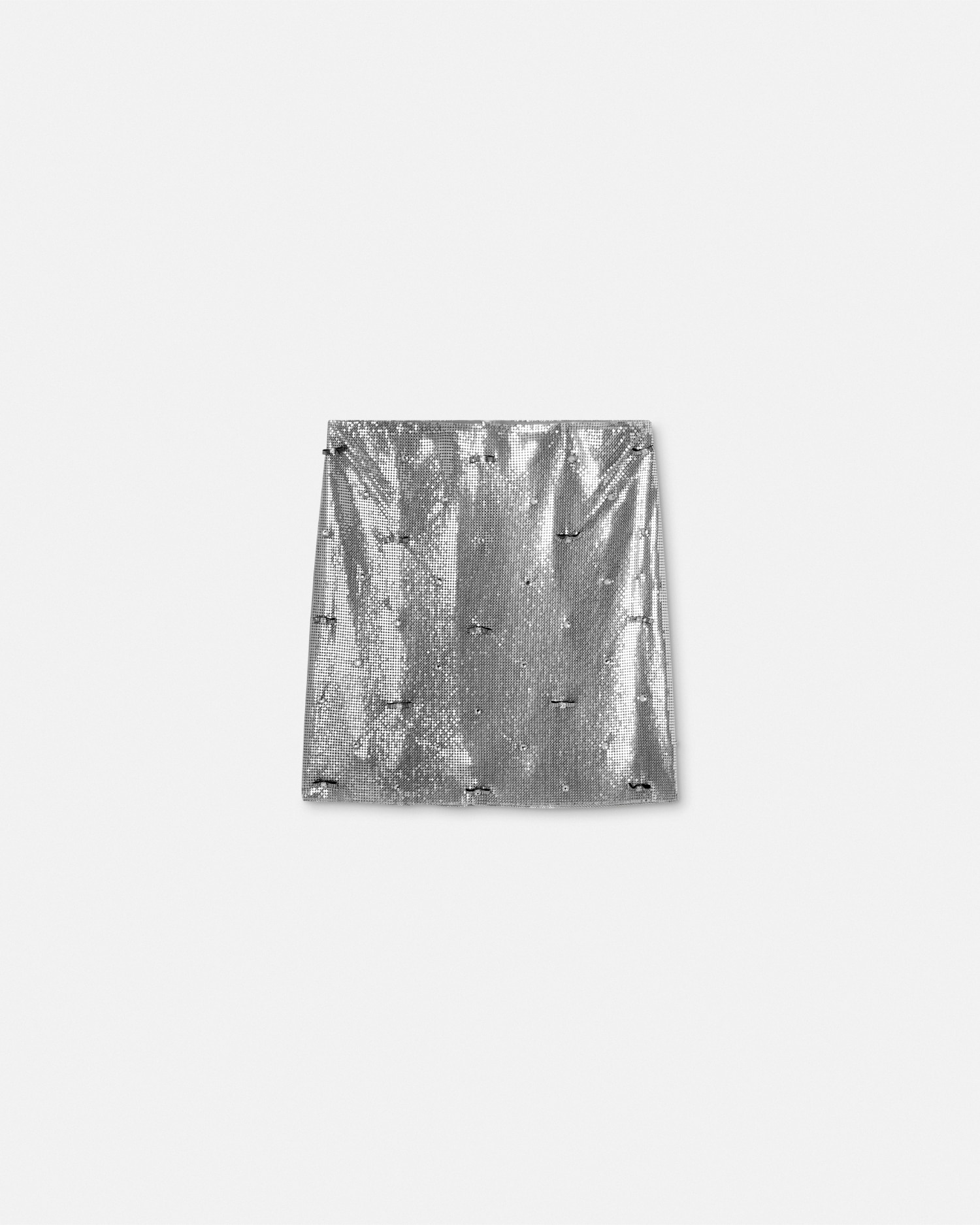 Versace Cielo Stellato Metal Mesh Mini Skirt In Silver