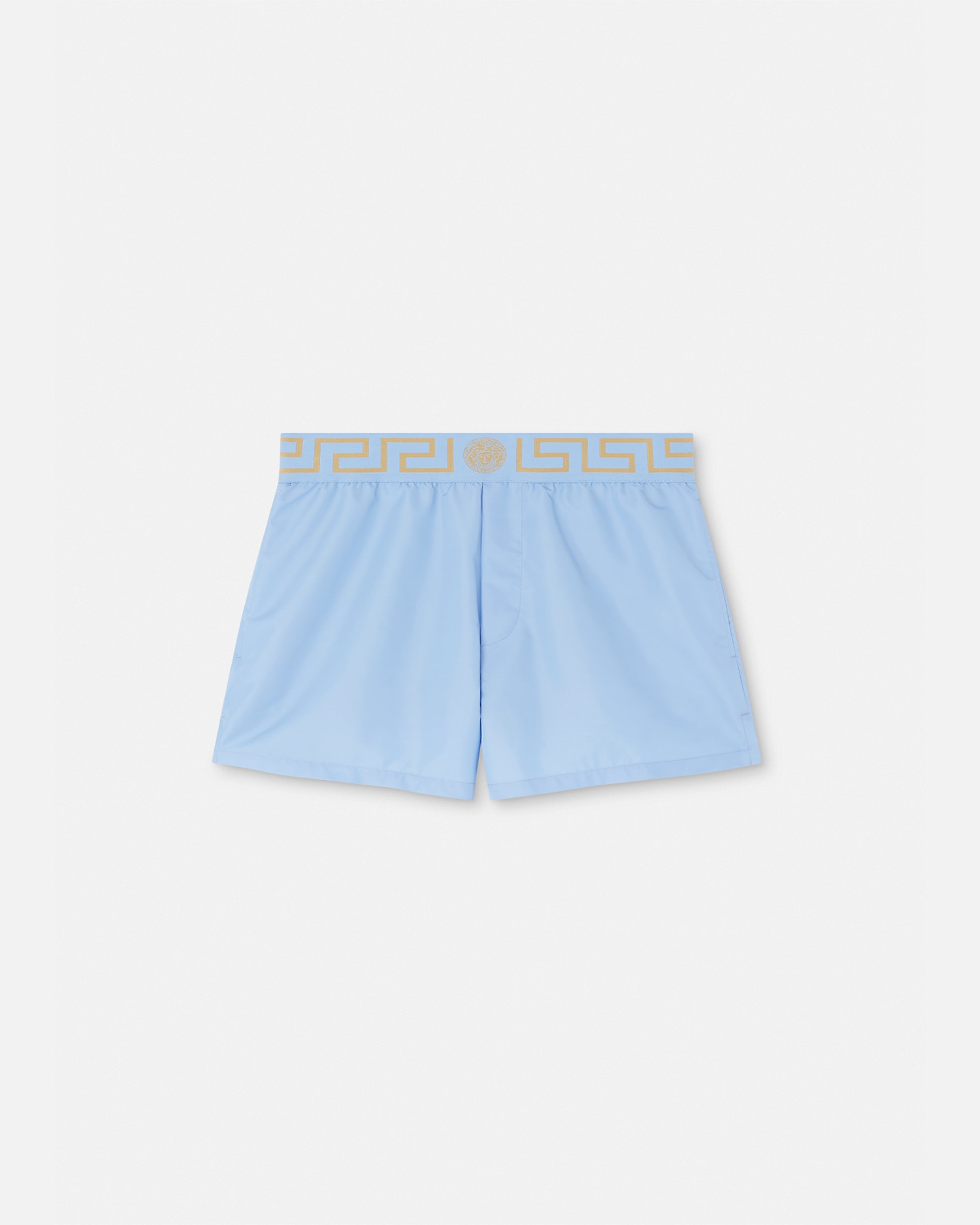 Versace Underwear E Beachwear Greca Border Swim Shorts In Light Blue