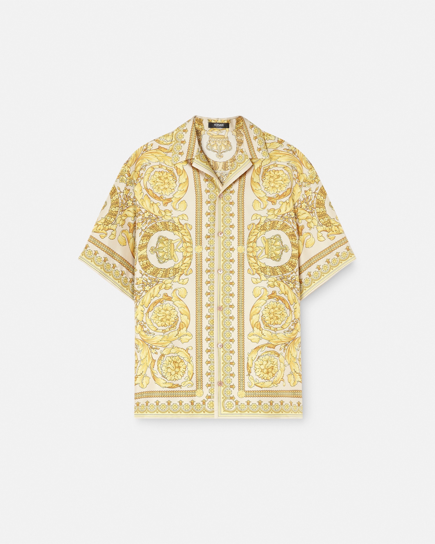 Versace Abbigliamento Barocco Silk Shirt In Yellow+print