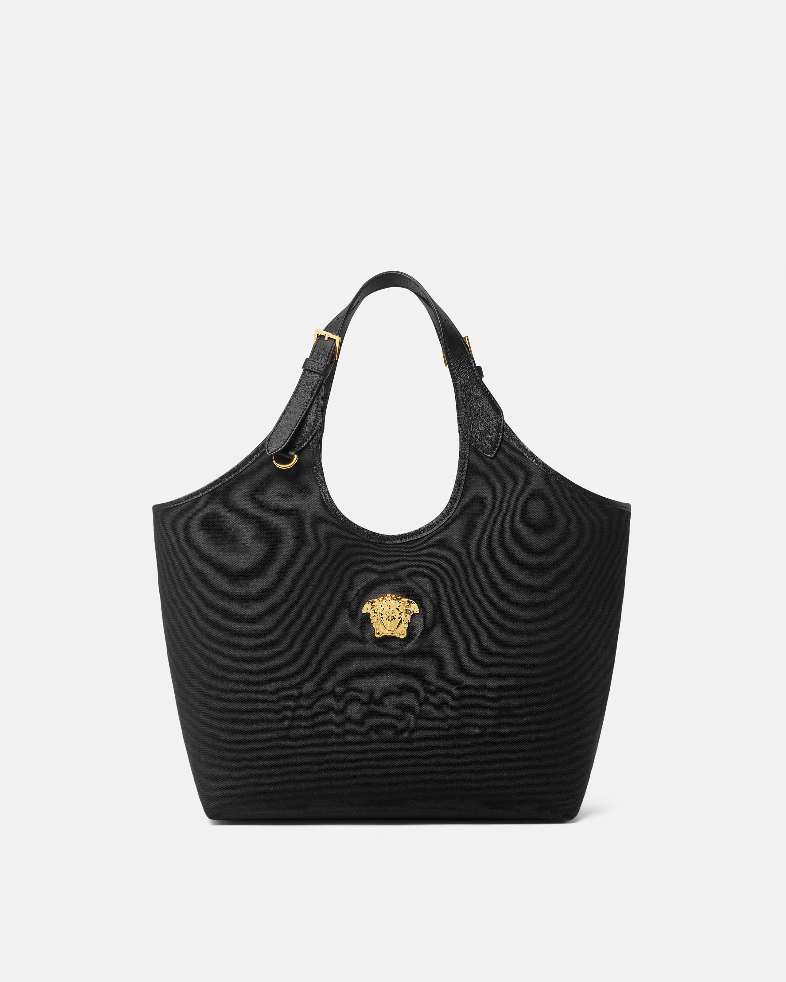 Versace La Medusa Canvas Tote In Multi