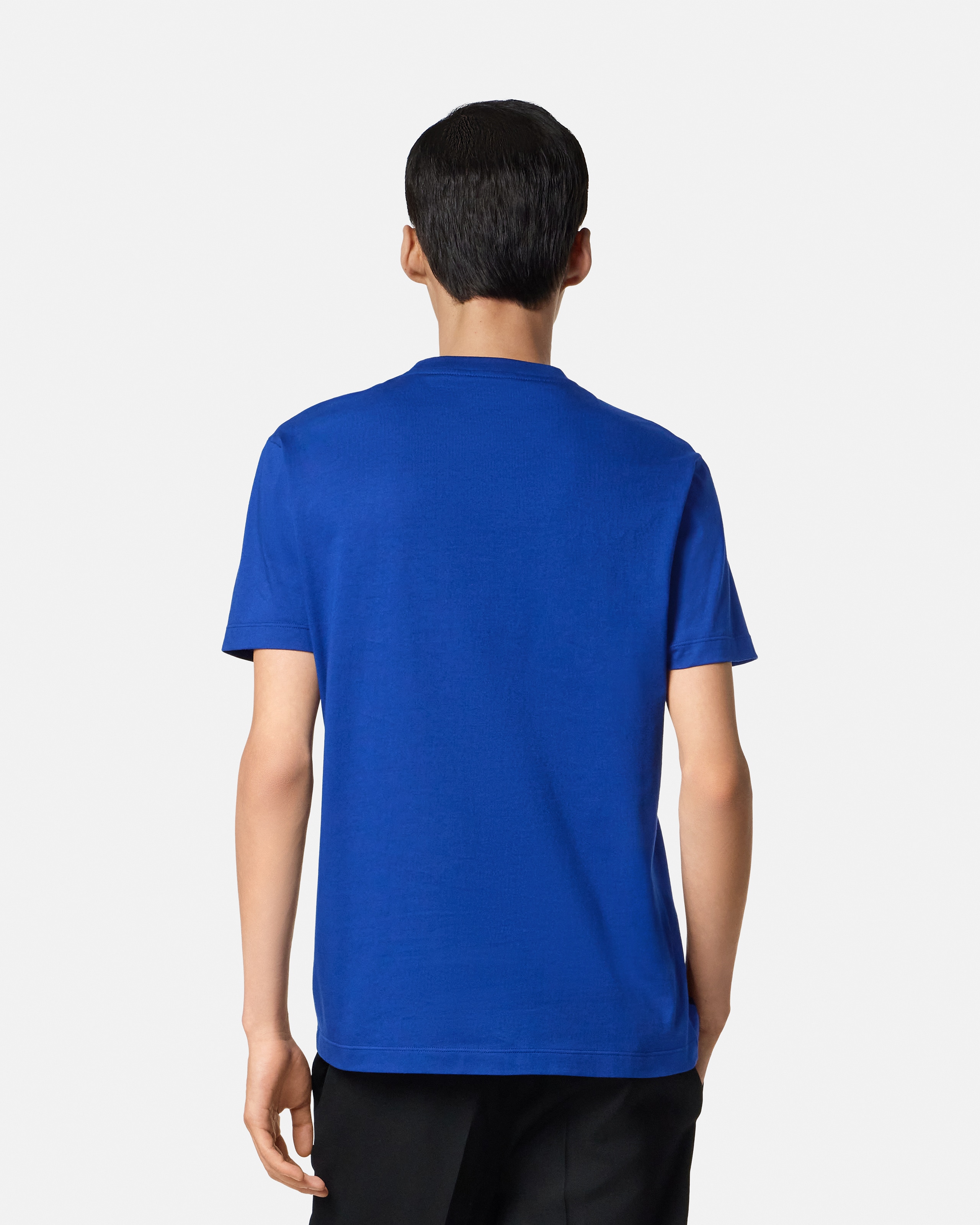 Embroidered Cotton-Jersey T-Shirt Black | VERSACE US