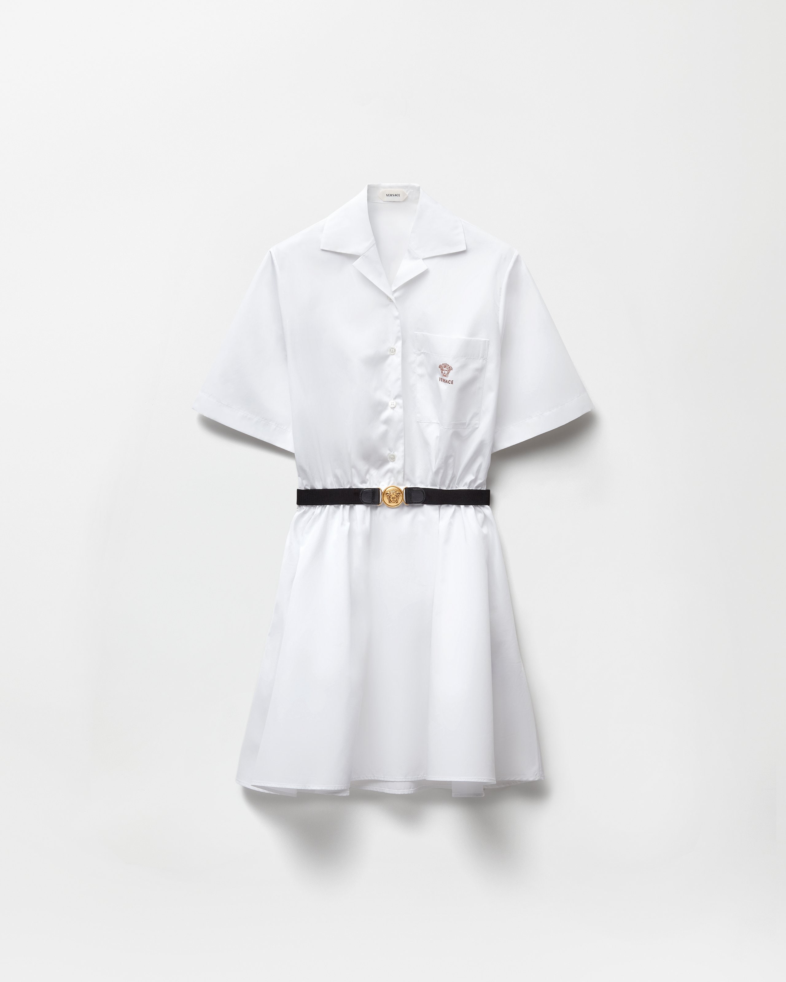 Versace Cotton-poplin Mini Dress In White