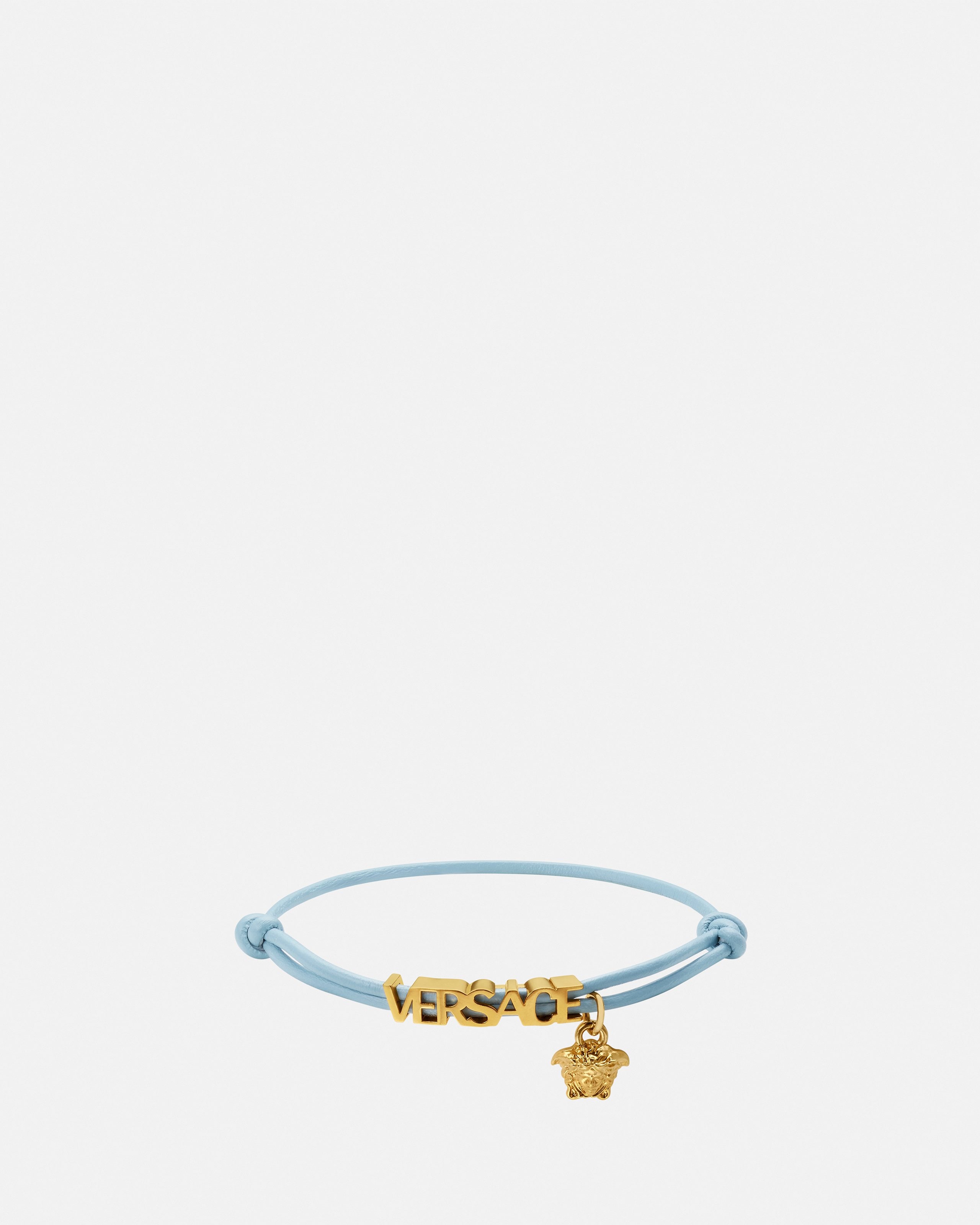 Versace Leather Bracelet In Blue