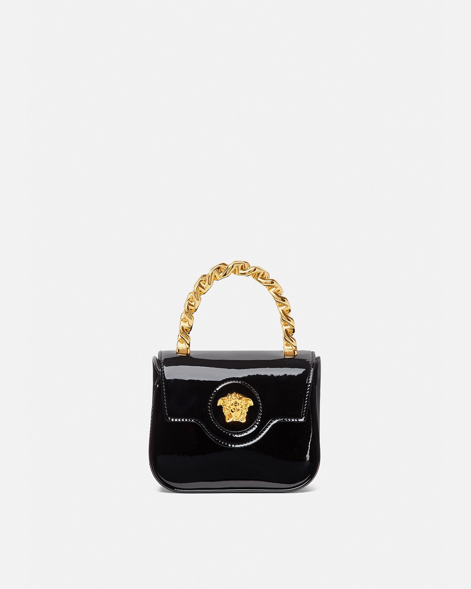 Versace La Medusa Patent Mini Bag In Black