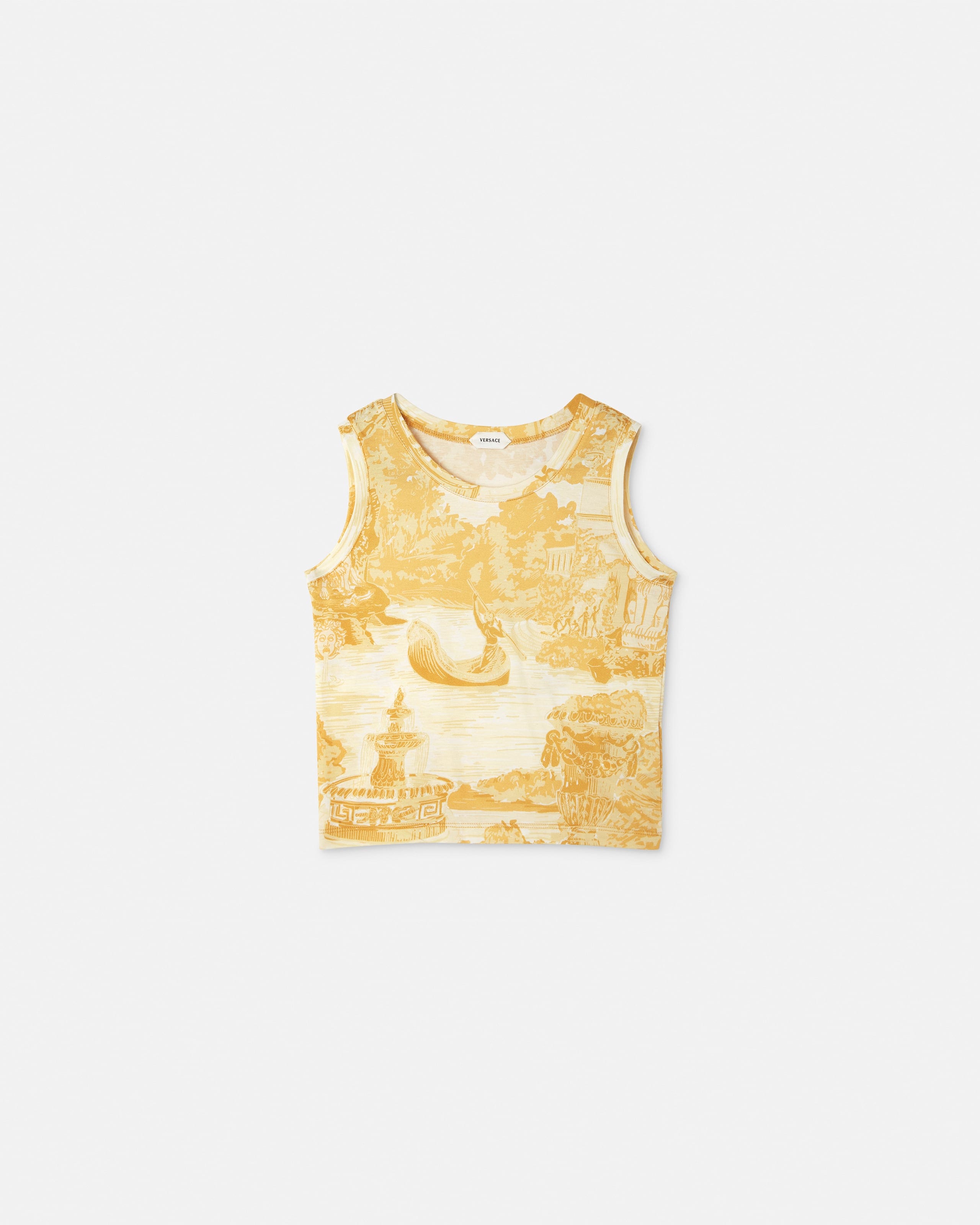 Versace Kids Printed Cotton-jersey Tank Top In Yellow