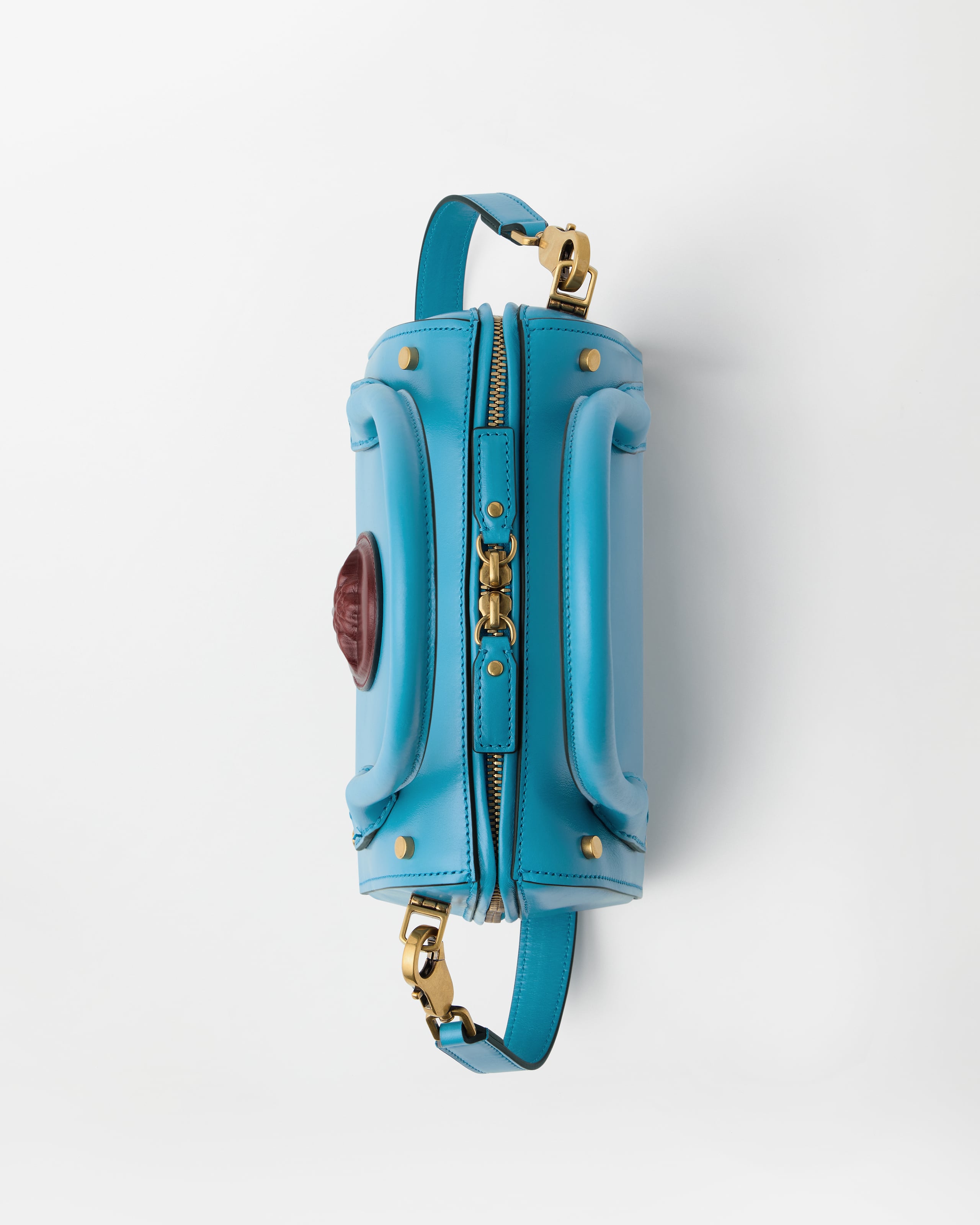 70's USA製 Leather mini boston bag Roomy Small Leather Boston Bag Blue | VERSACE US